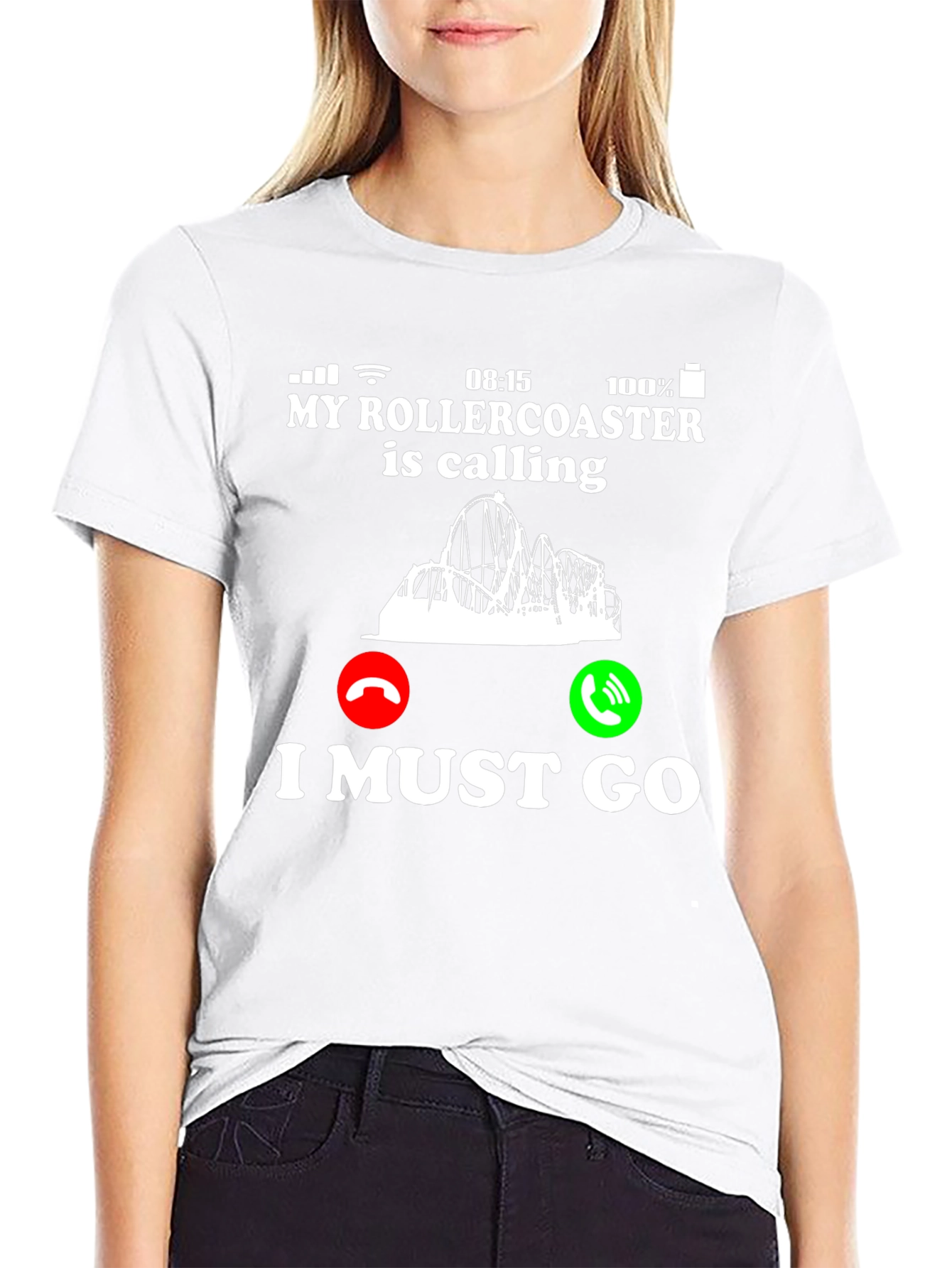 Black Rollercoaster Calling Graphic T-Shirt view 9