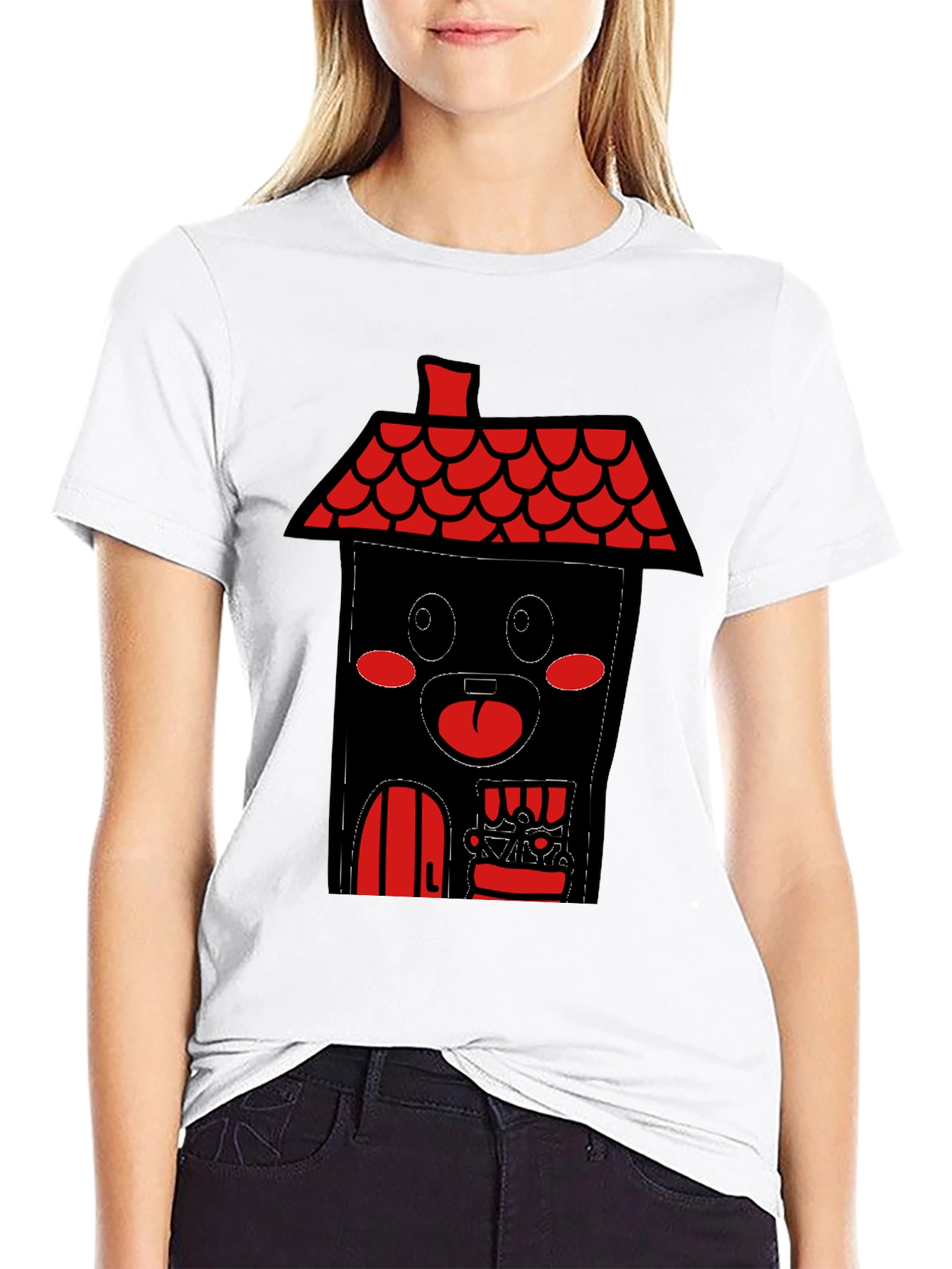 Black House Cartoon T-Shirt - Black view 9