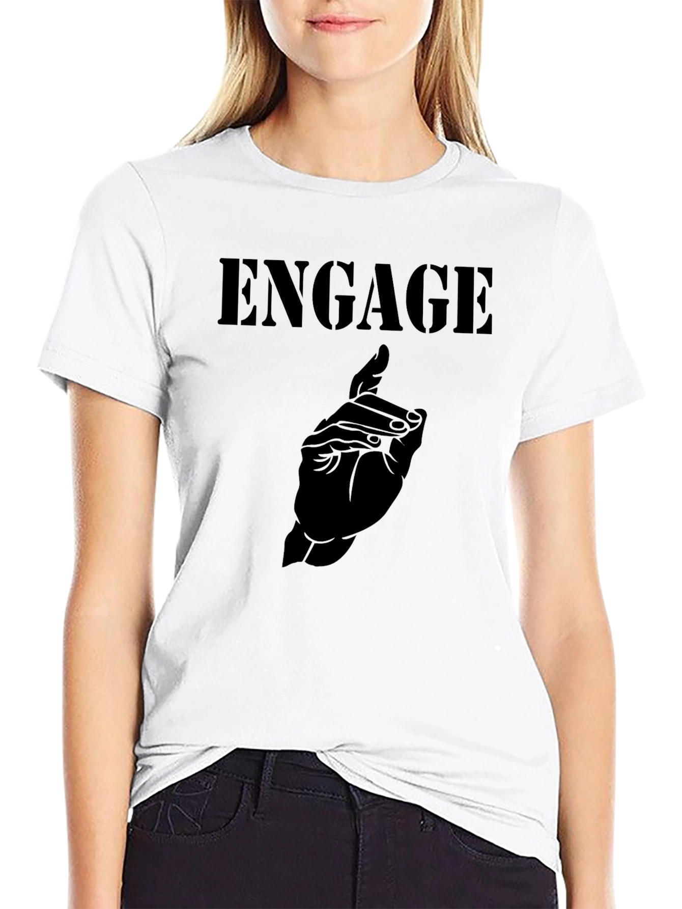 Black Engage Graphic Tee - Black Cotton Blend Shirt view 9