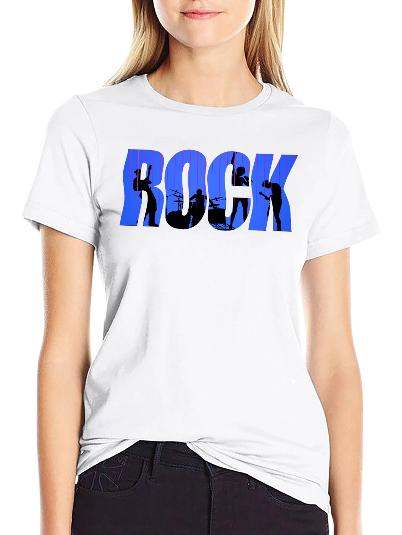 Black Rock Band Silhouette Graphic Tee - Black Cotton T-Shirt view 9