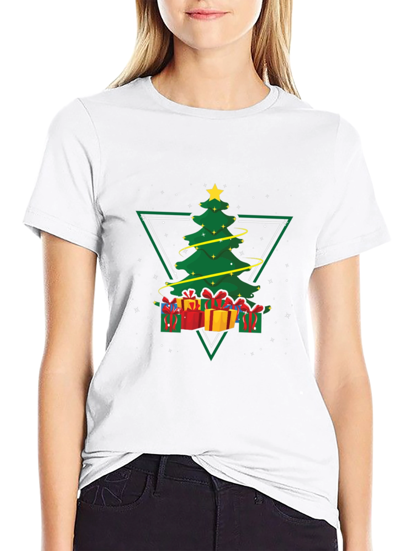 Black Christmas Tree Triangle Graphic Tee view 9