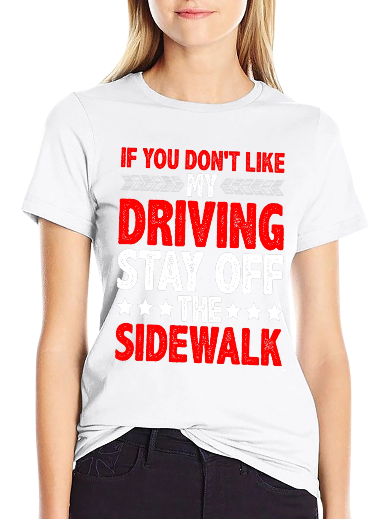 Black Funny Driving T-Shirt - Stay Off Sidewalk view 9