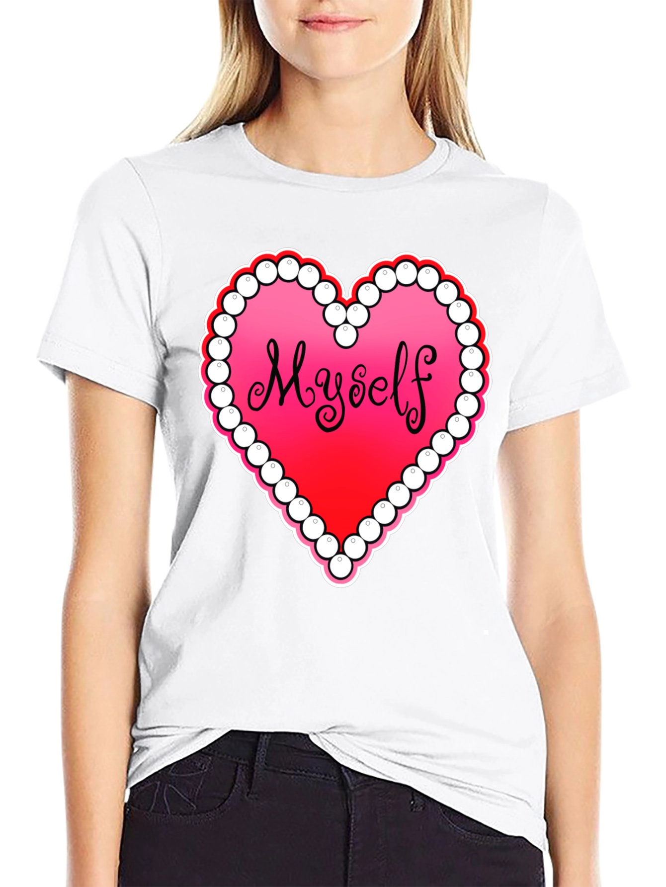 Black Myself Heart Graphic Tee - Black Casual T-Shirt view 9