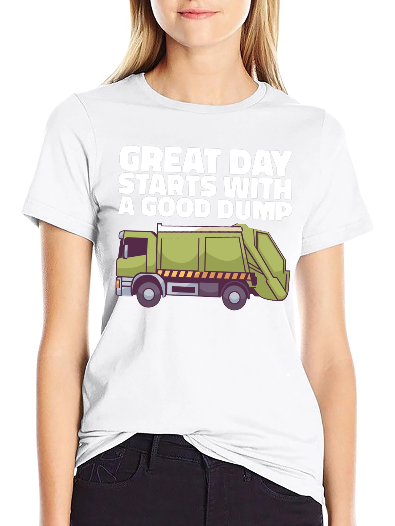 Black Funny Garbage Truck Graphic T-Shirt view 9