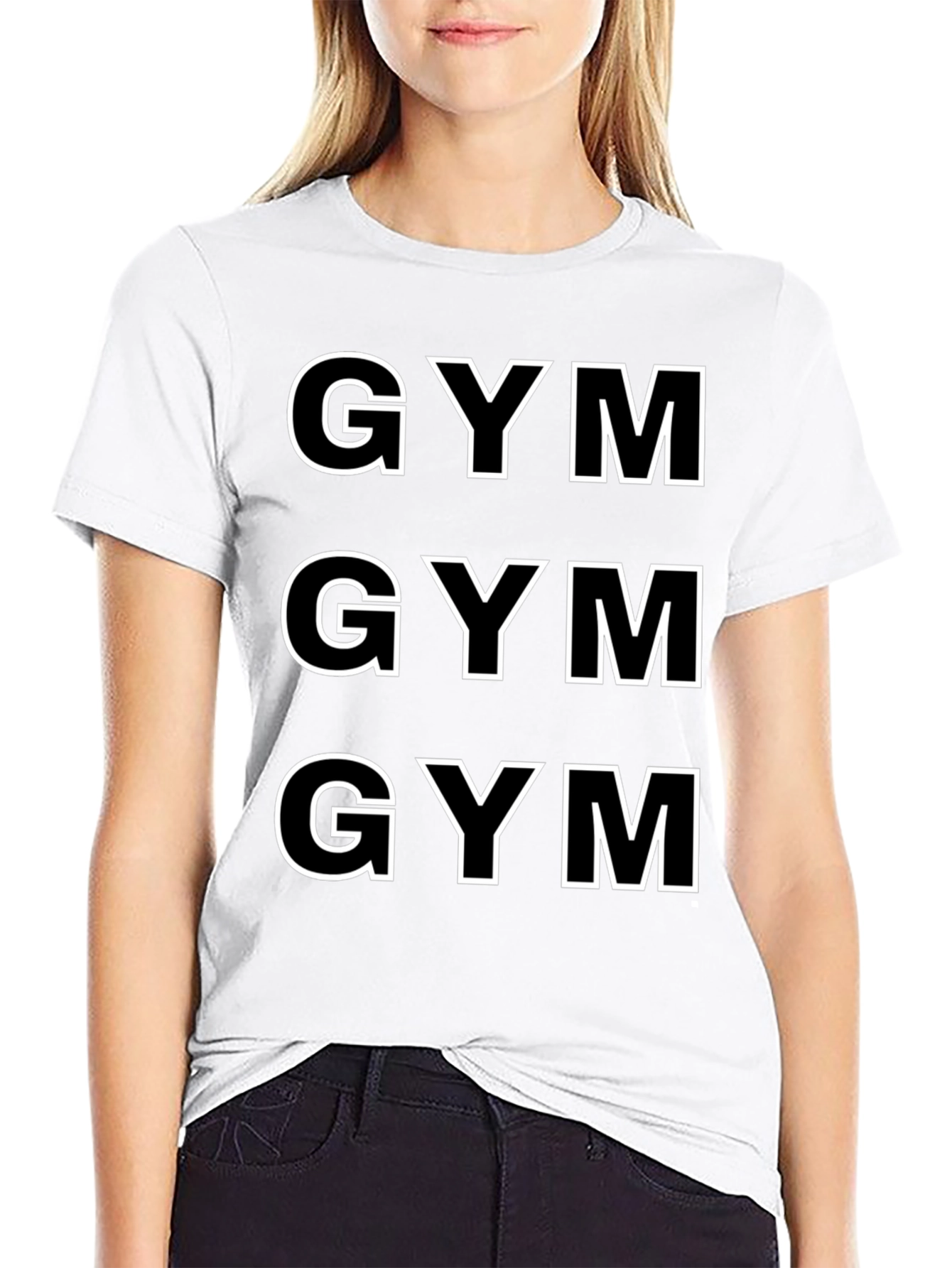 Black GYM Graphic Tee - Black Cotton Crew Neck T-Shirt view 9