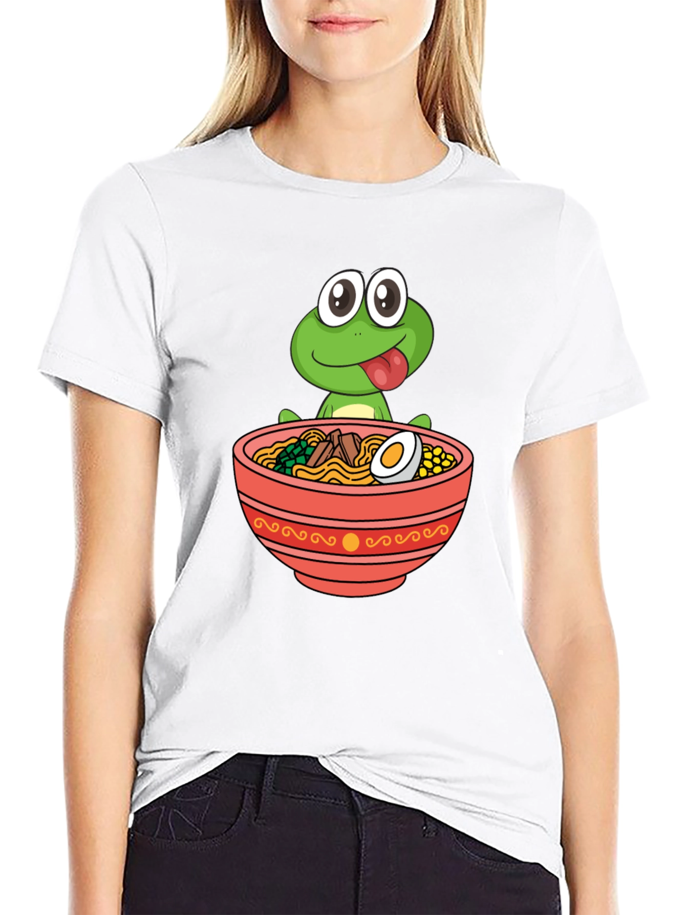 Black Frog Ramen Bowl Graphic Tee - Funny Unisex T-Shirt view 9