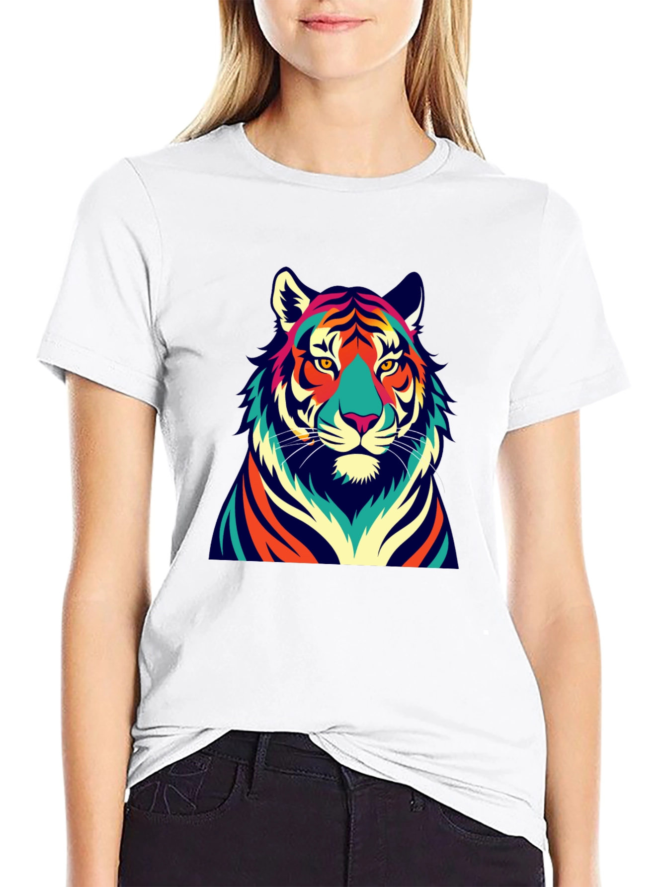 Black Vibrant Tiger Graphic Tee - Bold Style view 9