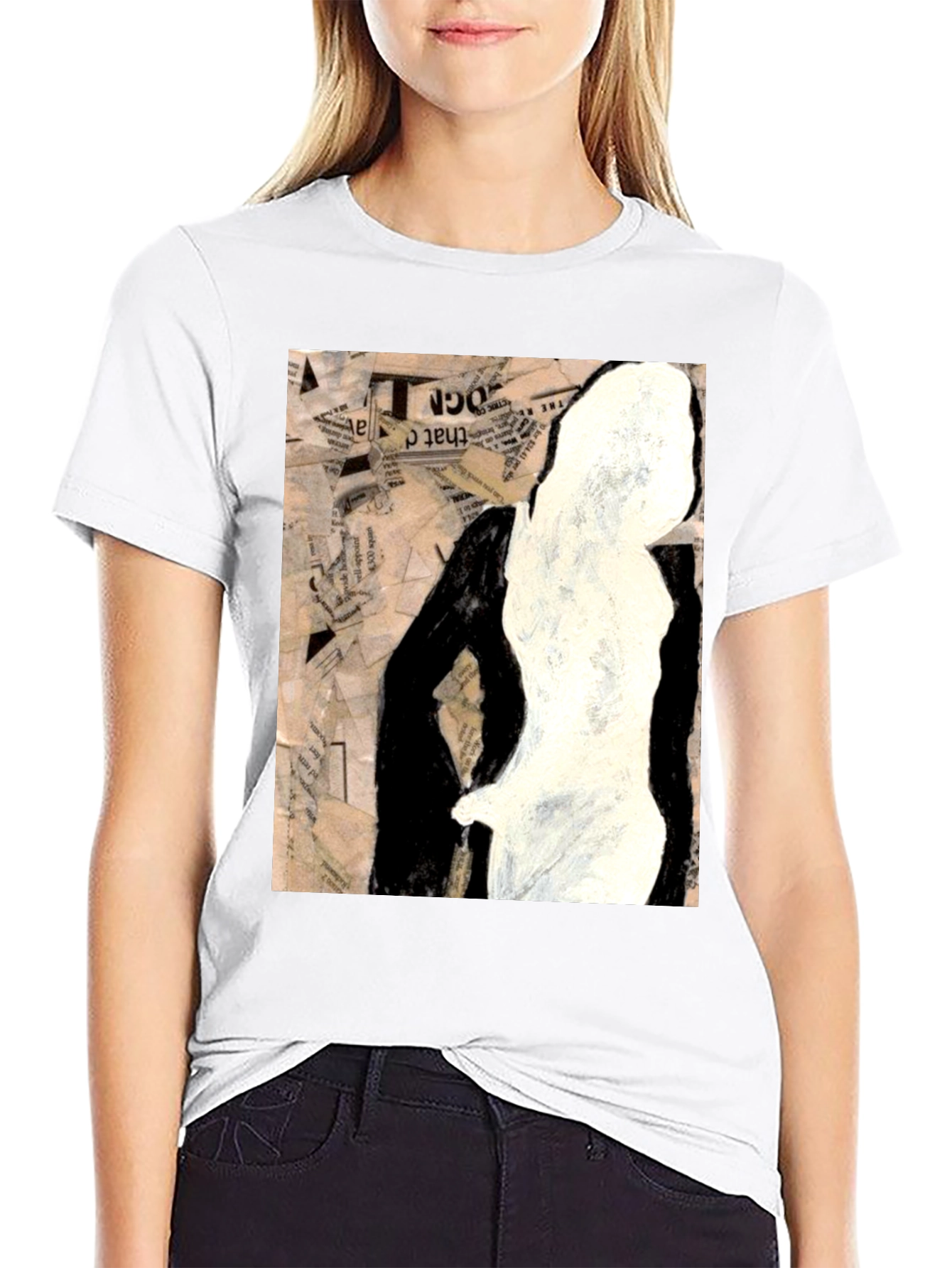 Black Abstract Silhouette Graphic Tee - Unisex Black T-Shirt view 9