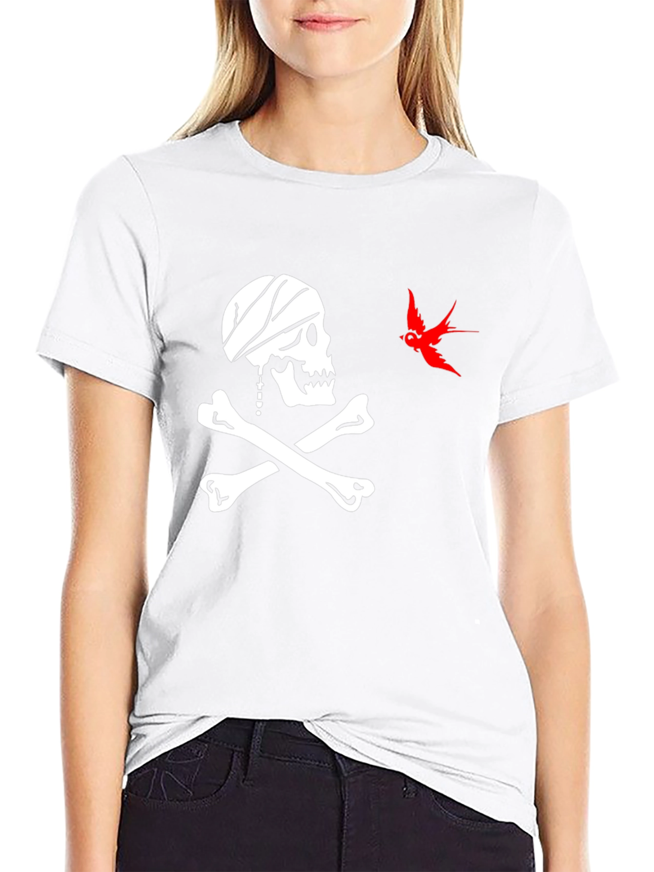 Black Pirate Skull & Sparrow T-Shirt - Black view 9