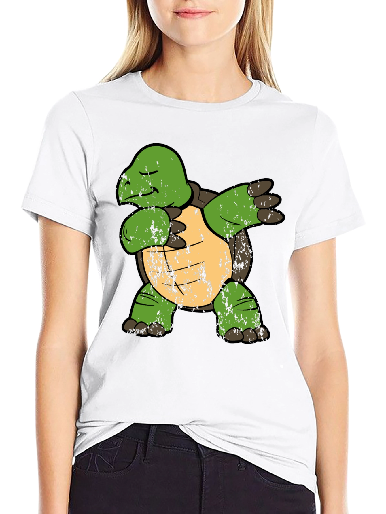 Black Dabbing Turtle Graphic Tee - Cool Novelty Shirt view 9
