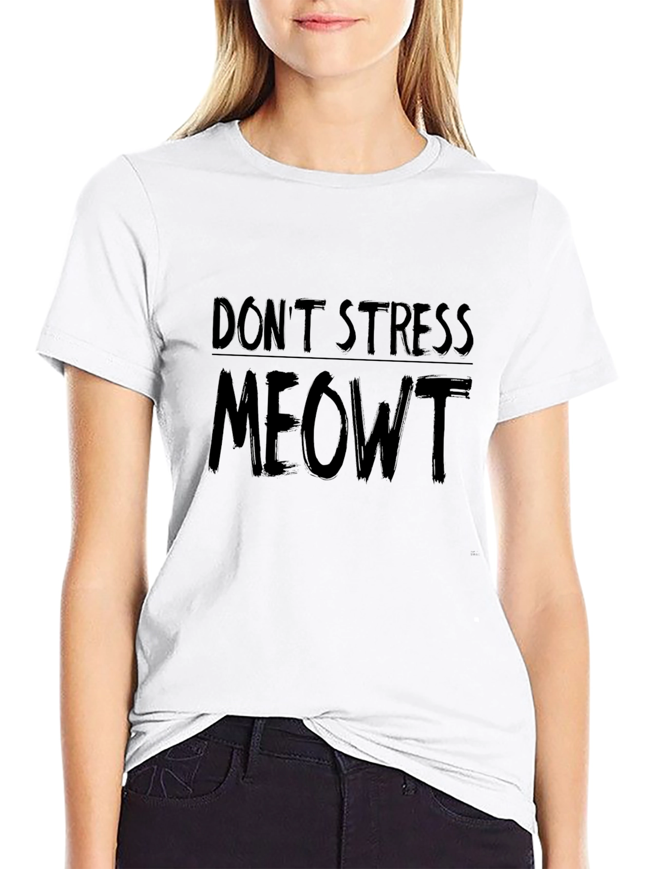 Black Don't Stress Meowt Graphic Tee - Relaxed Fit view 9