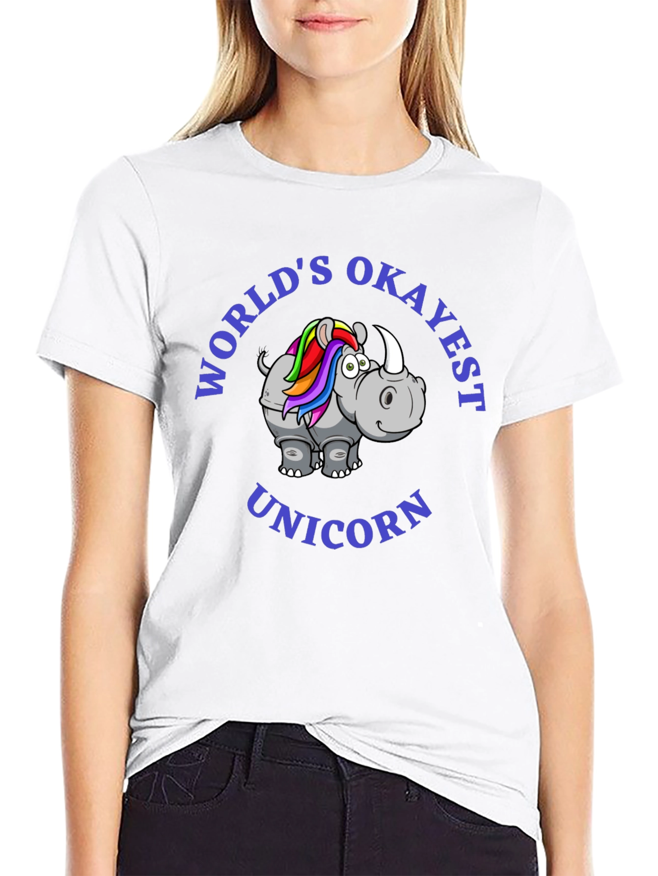 Black World's Okayest Unicorn T-Shirt view 9