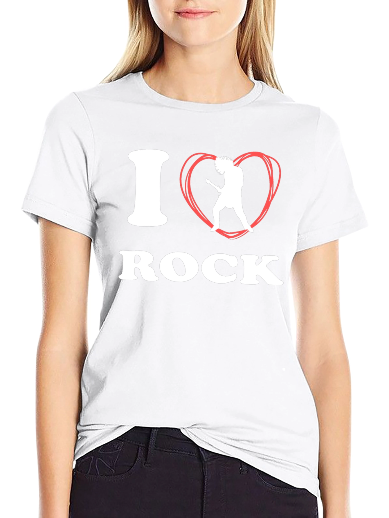 Black I Love Rock Music T-Shirt view 9
