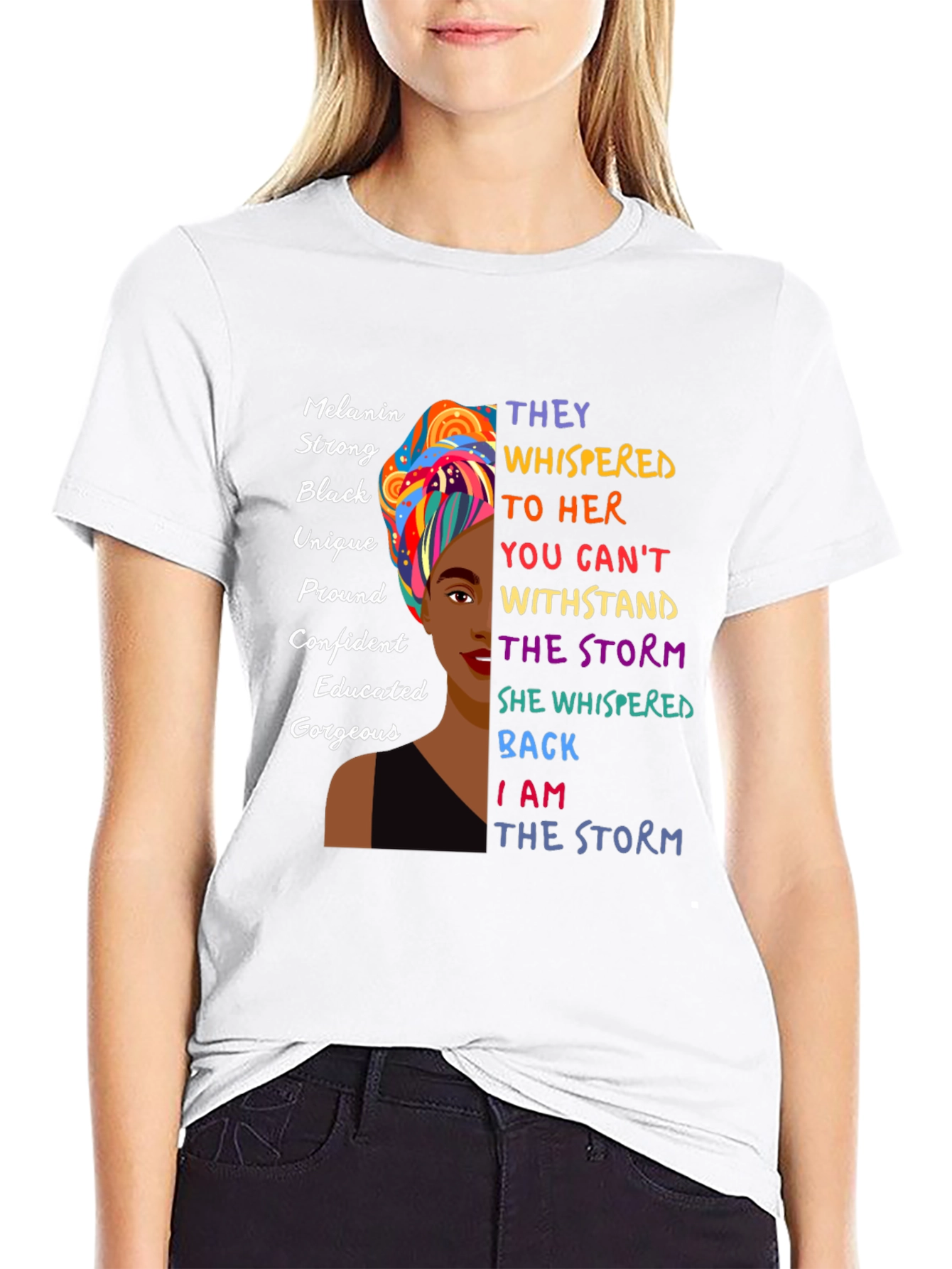 Black Melanin Strong Black Women's Empowerment T-Shirt view 9