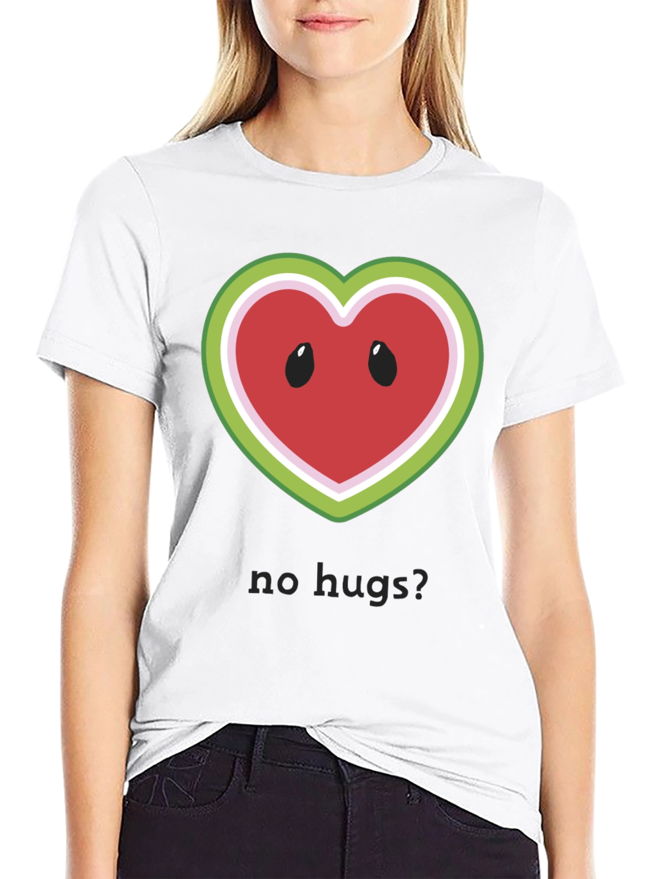 Black No Hugs? Watermelon Heart T-Shirt view 9