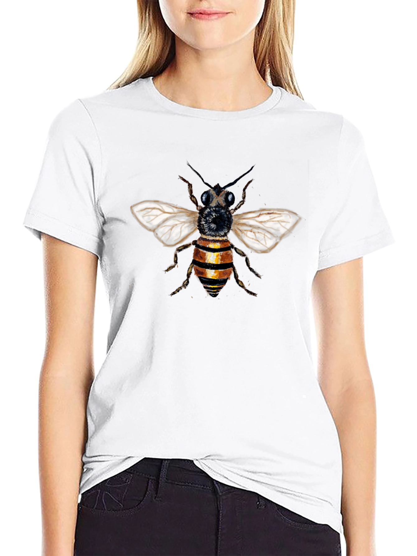 Black Bee Graphic T-Shirt - Black Cotton Blend view 9