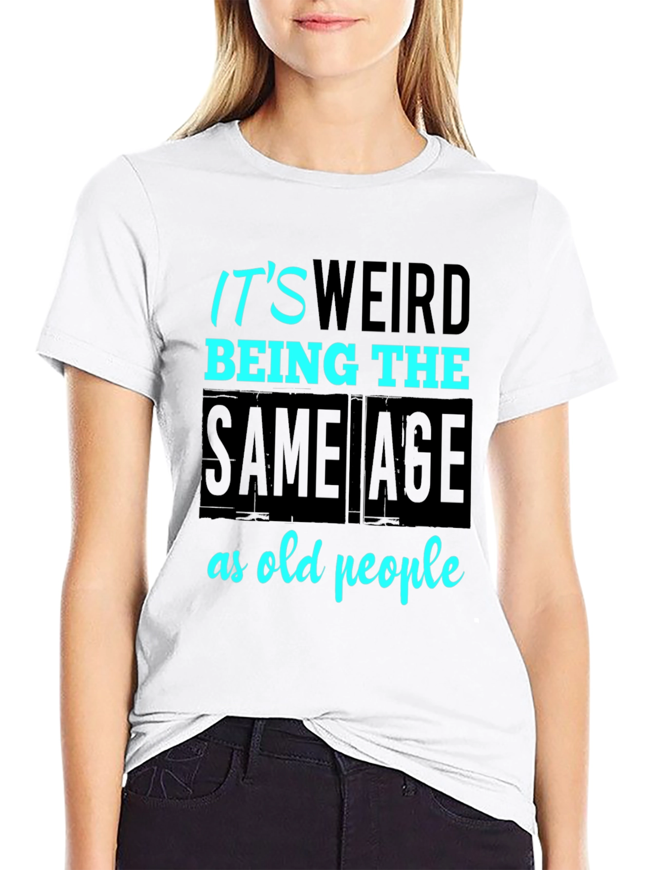 Black Funny "Old People" Graphic Tee - Black Cotton T-Shirt view 9