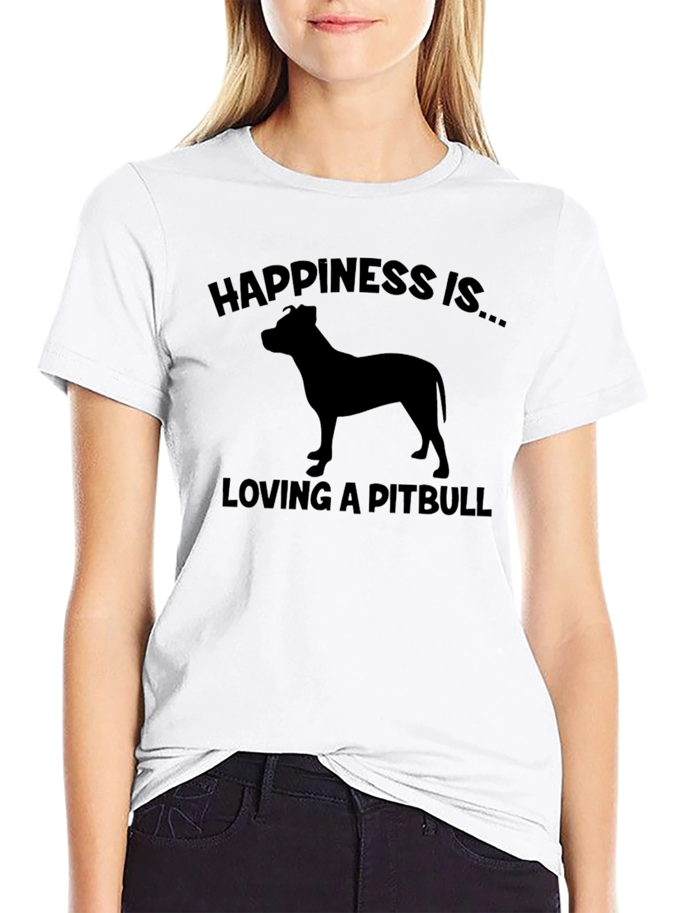 Black Happiness Pitbull Graphic T-Shirt view 9
