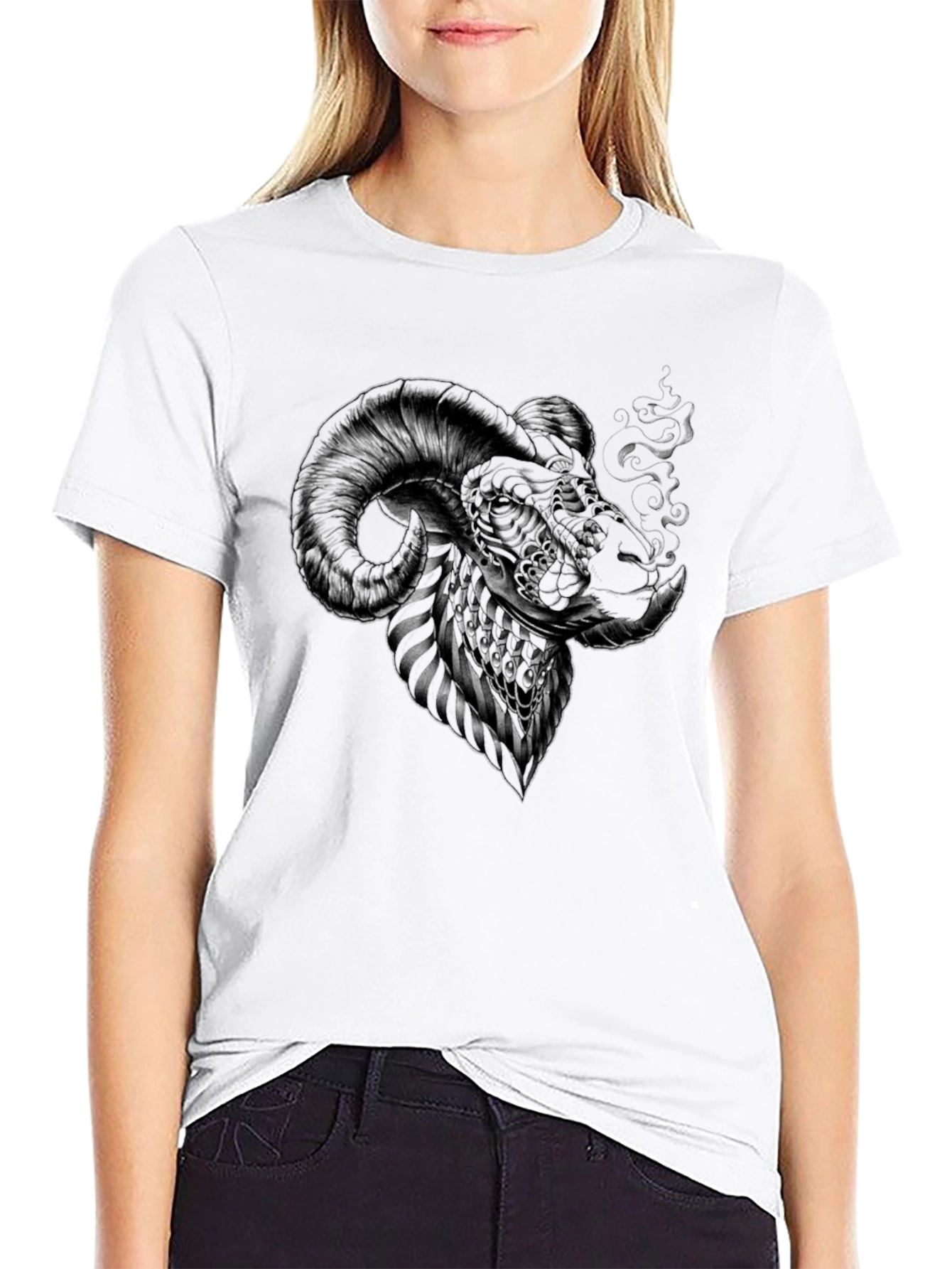 Black Ram Head Graphic Tee - Black T-Shirt view 9
