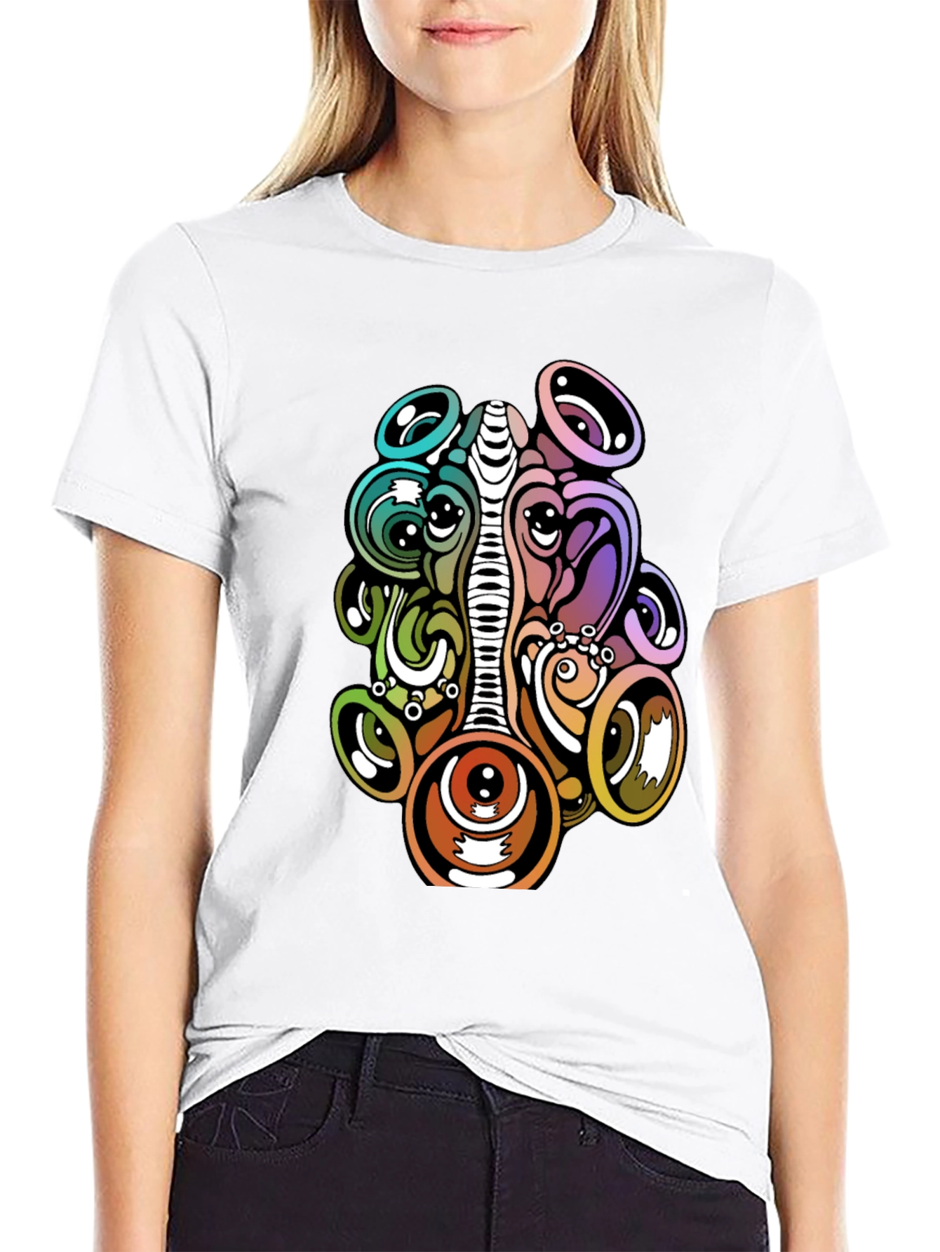 Black Psychedelic Eye Graphic T-Shirt - Unique Design view 9
