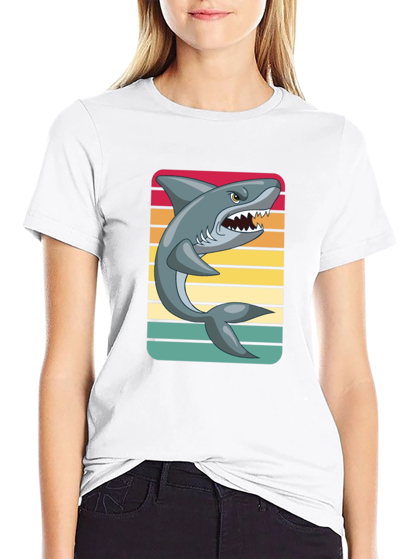 Black Retro Shark Graphic Tee view 9