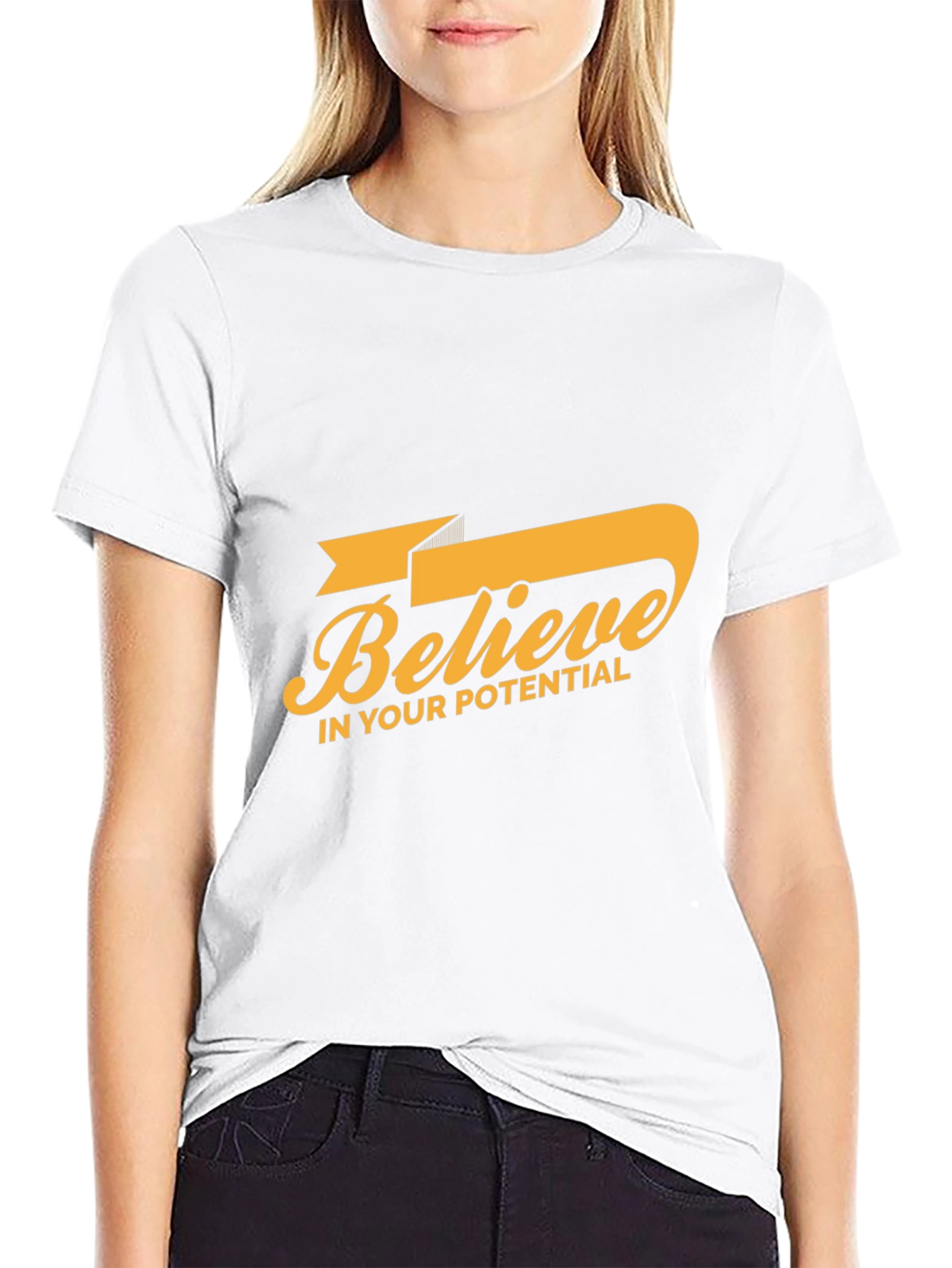 Black Believe in Your Potential Graphic Tee view 9