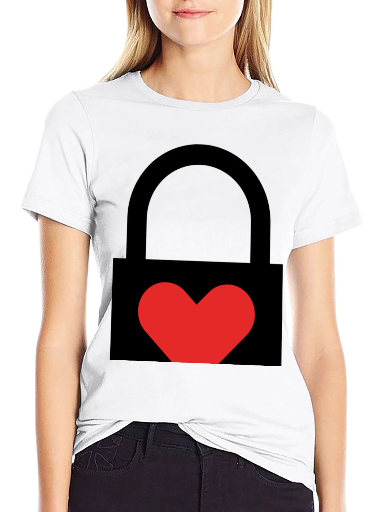 Black Heart Lock Graphic Tee - Stylish Unisex Black T-Shirt view 9