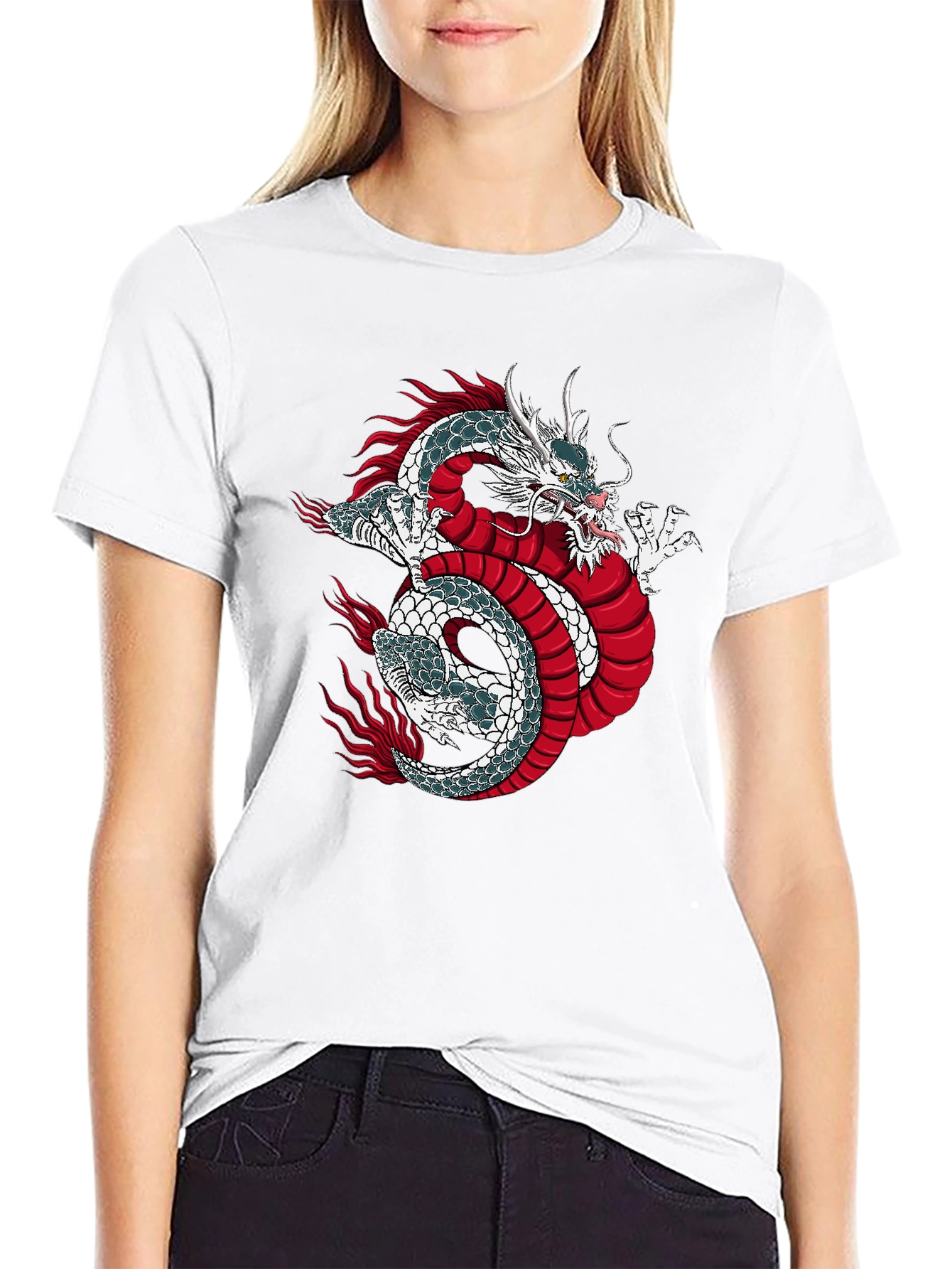 Black Dragon Graphic Print Black T-Shirt view 9