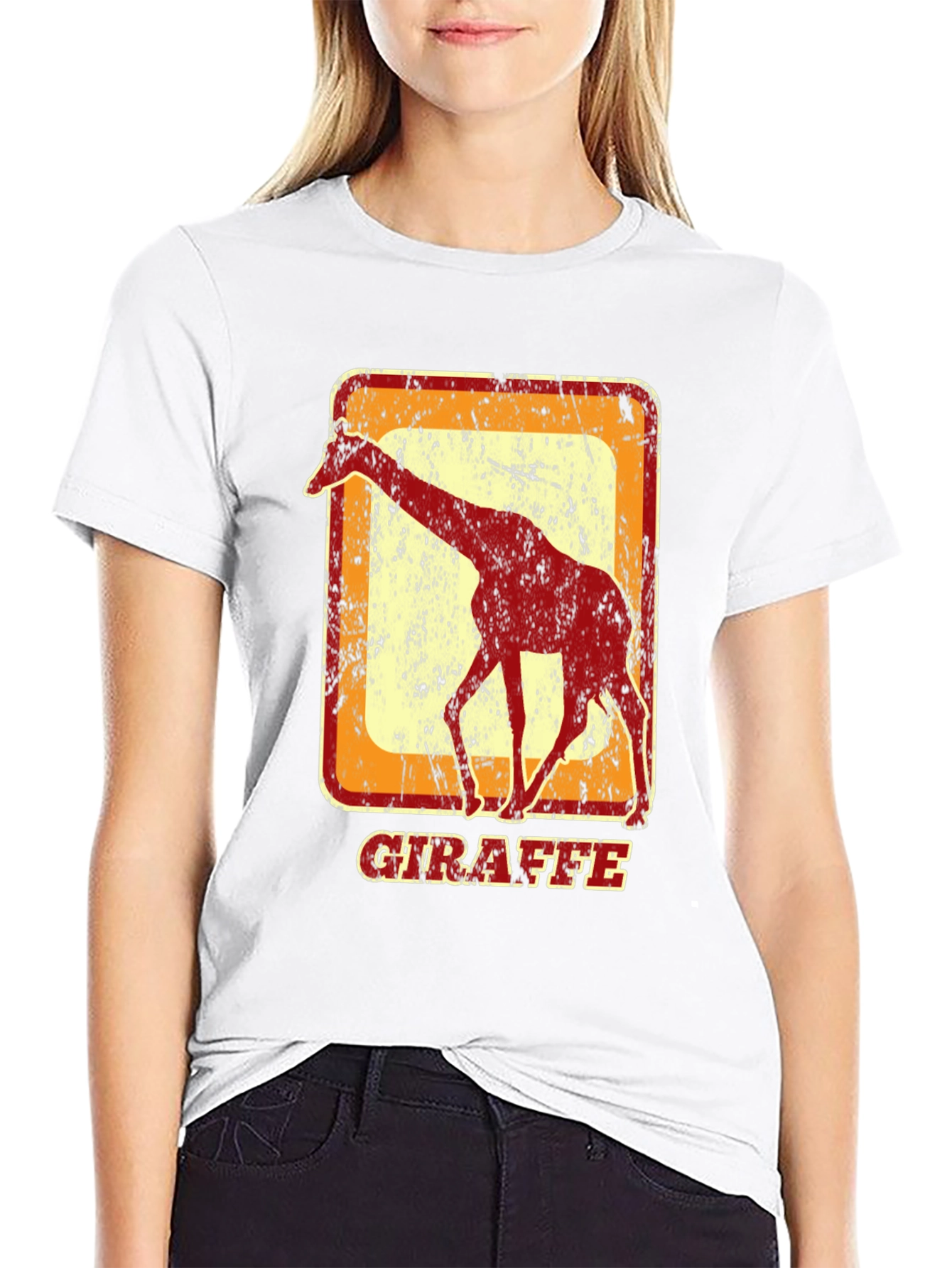 Black Vintage Giraffe Graphic T-Shirt - Cool Animal Tee view 9