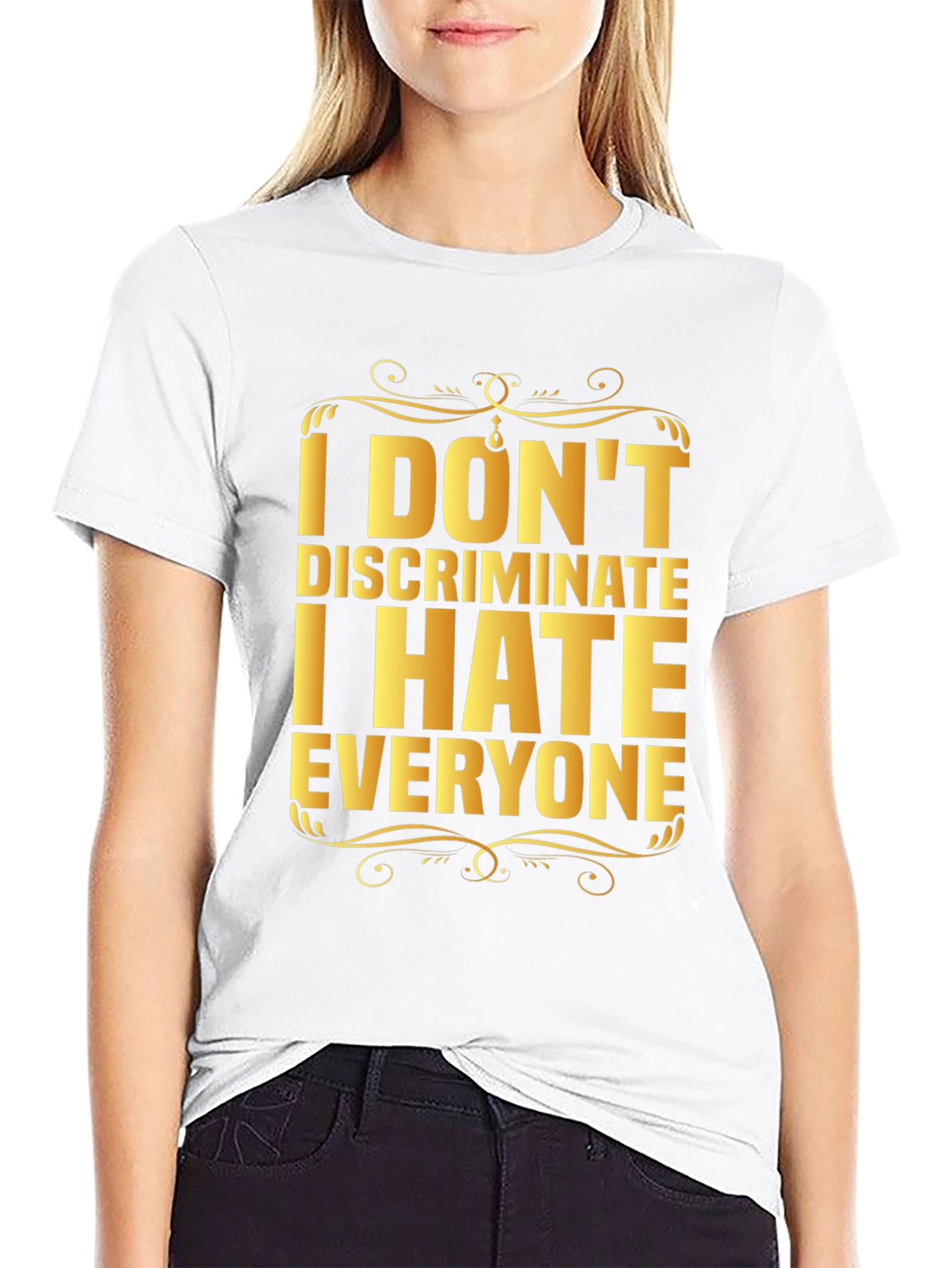 Black I Don't Discriminate, I Hate Everyone Graphic T-Shirt view 9