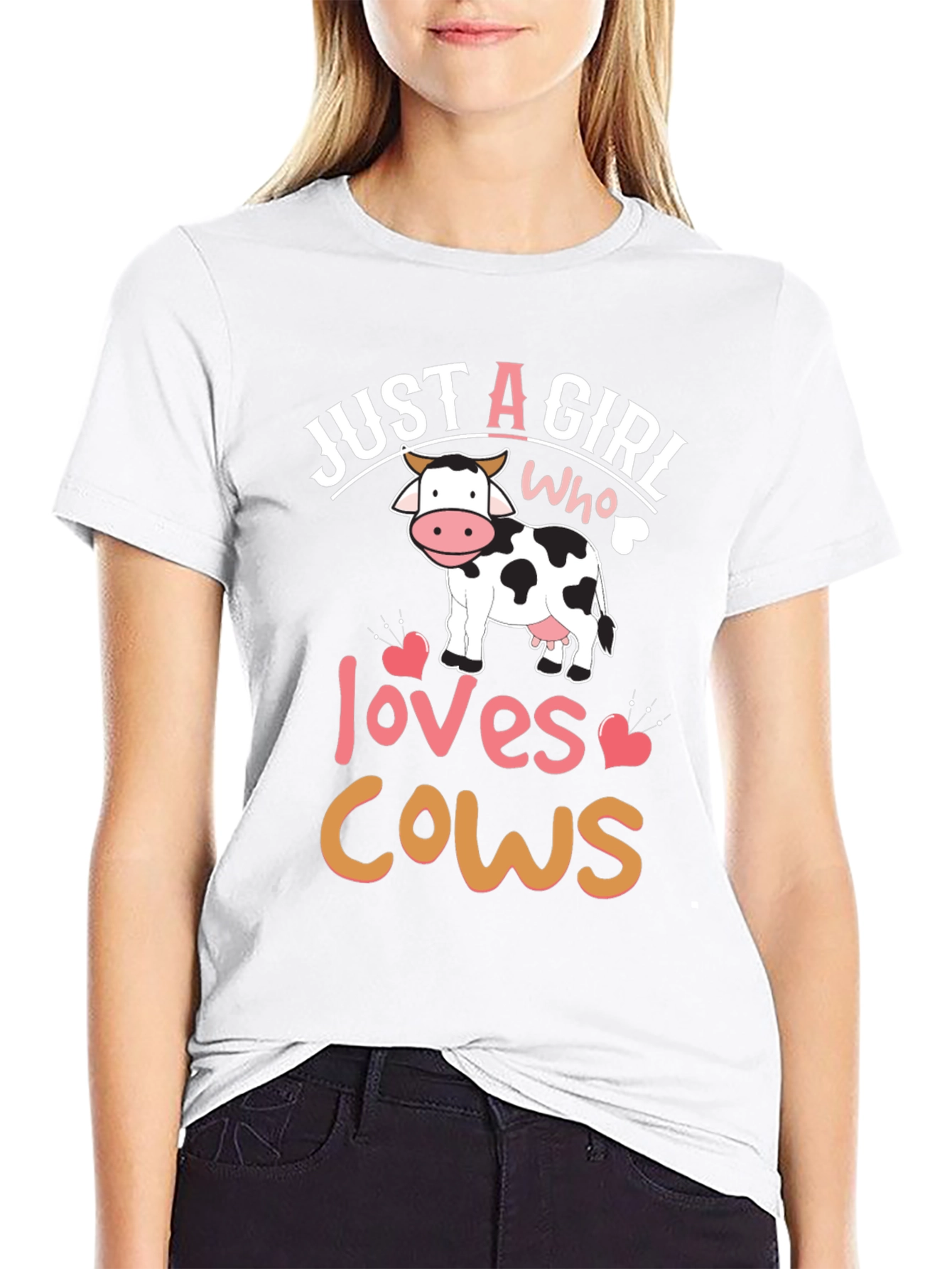 Black Just A Girl Who Loves Cows T-Shirt view 9