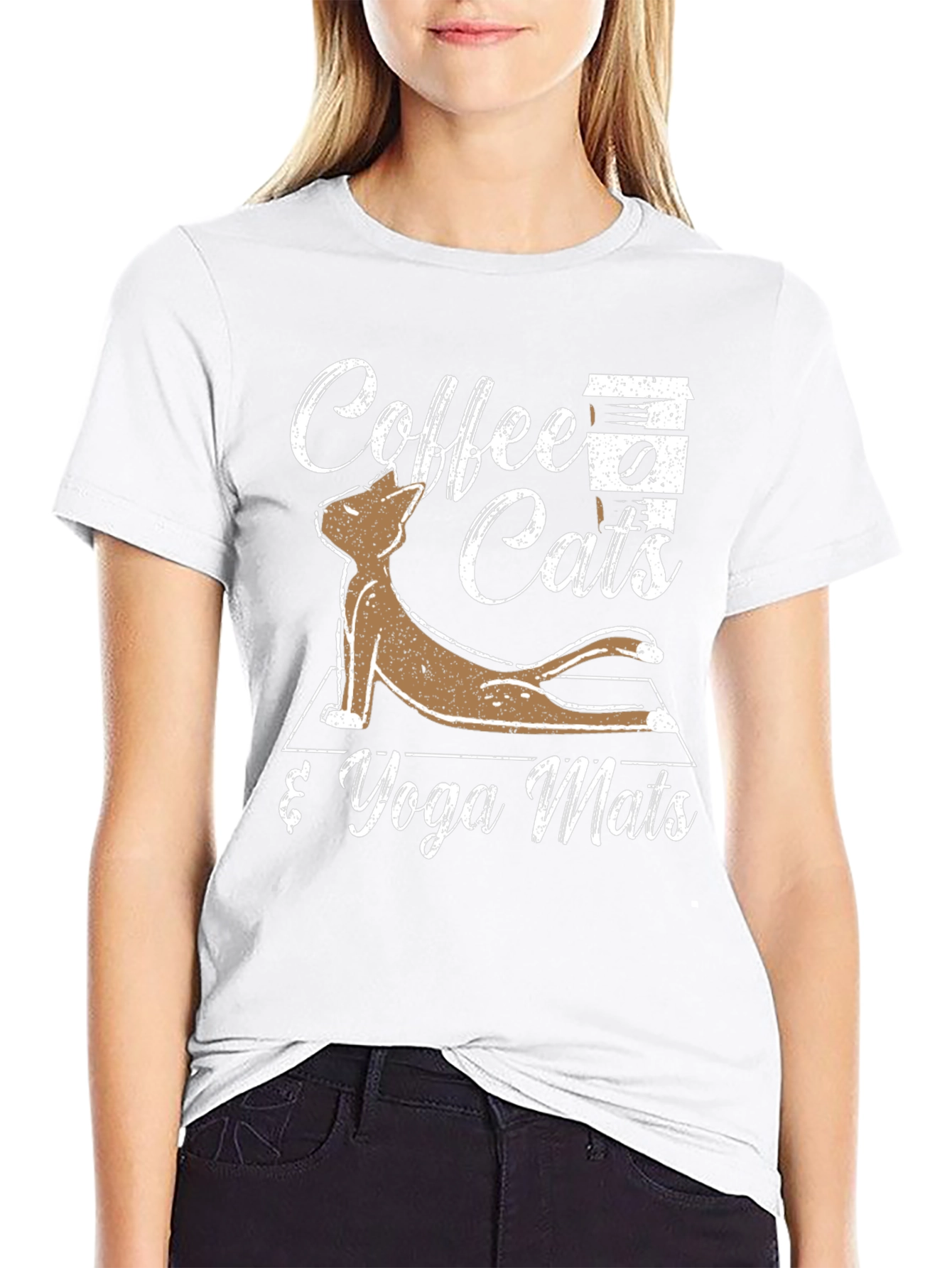 Black Coffee Cats & Yoga Mats Graphic T-Shirt view 9