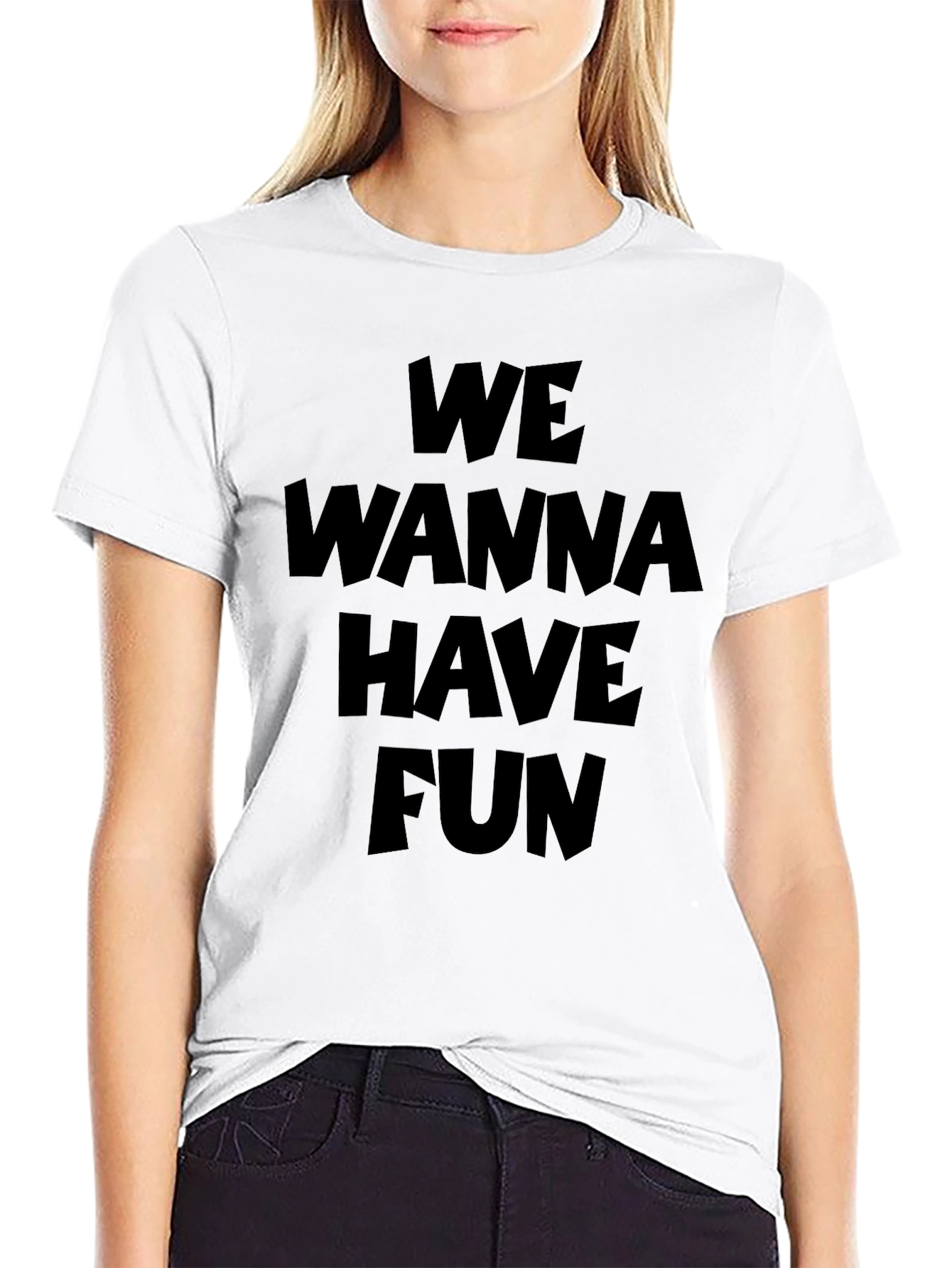 Black We Wanna Have Fun Graphic T-Shirt view 9