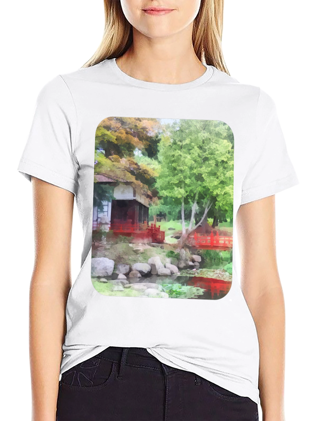 Black Zen Garden T-Shirt - Nature Inspired Graphic Tee view 9