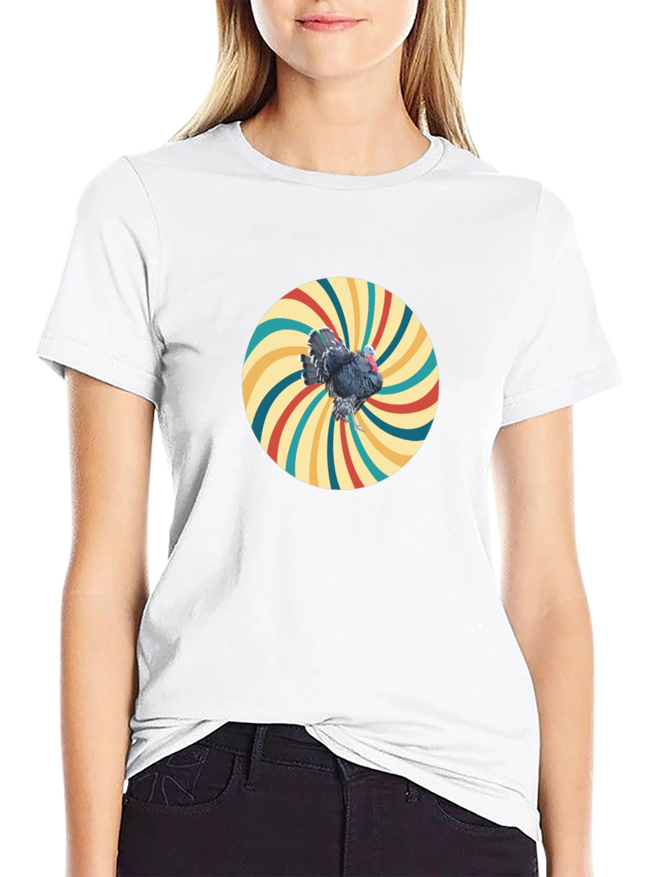Black Retro Turkey Graphic Tee - Cool Bird Design view 9