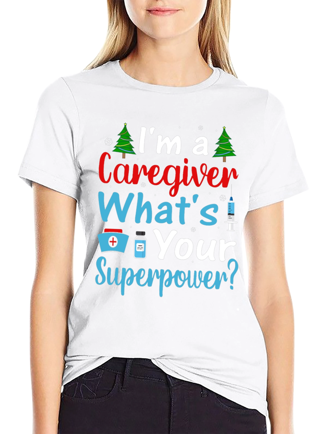 Black Caregiver Superpower Graphic Tee view 9