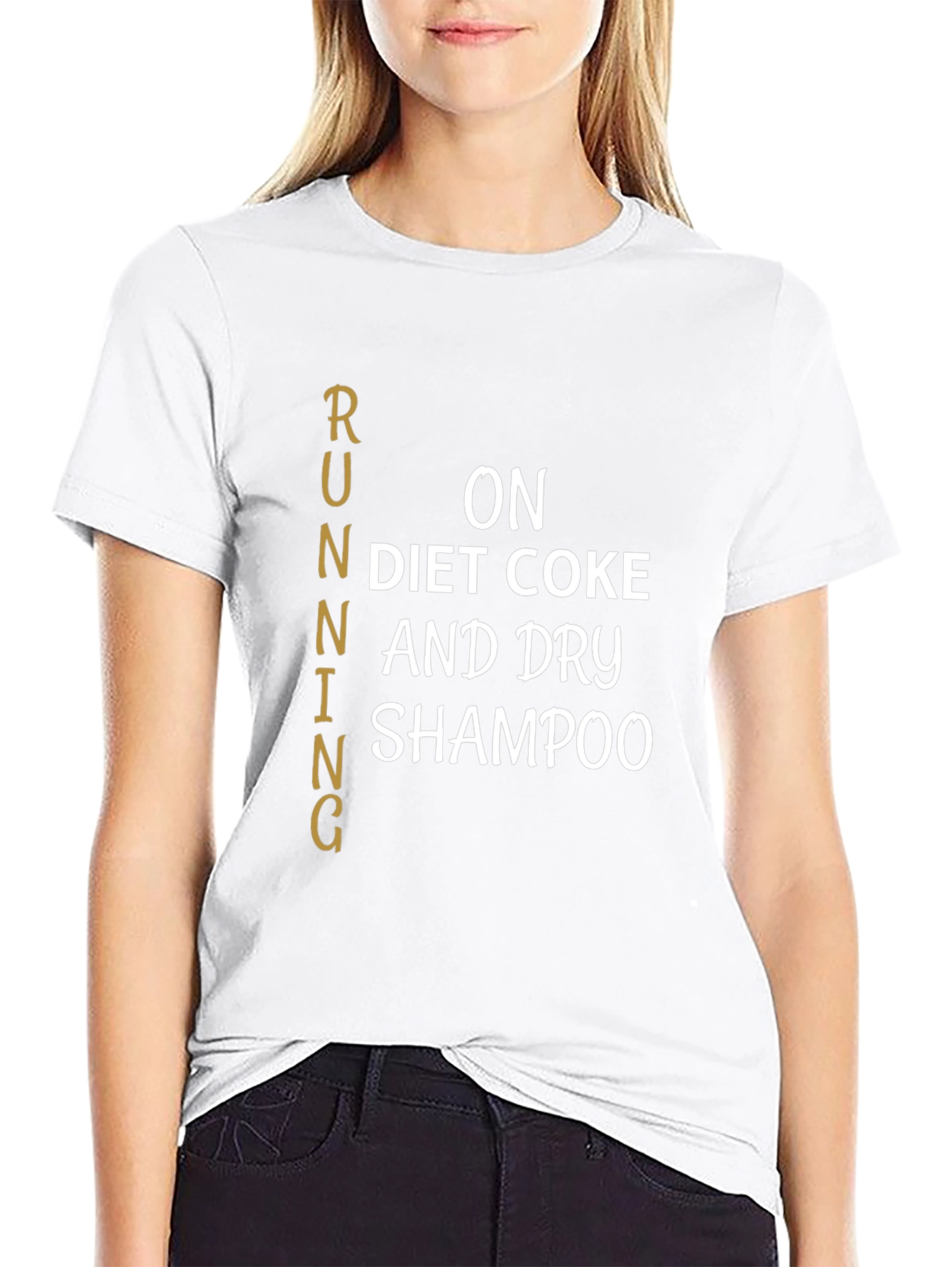 Black Running on Diet Coke & Dry Shampoo T-Shirt view 9