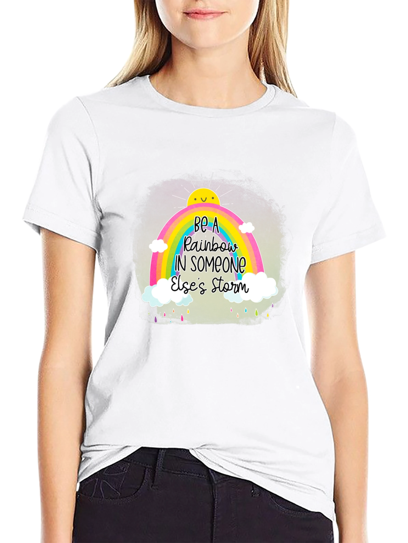 Black Be a Rainbow Graphic T-Shirt view 9