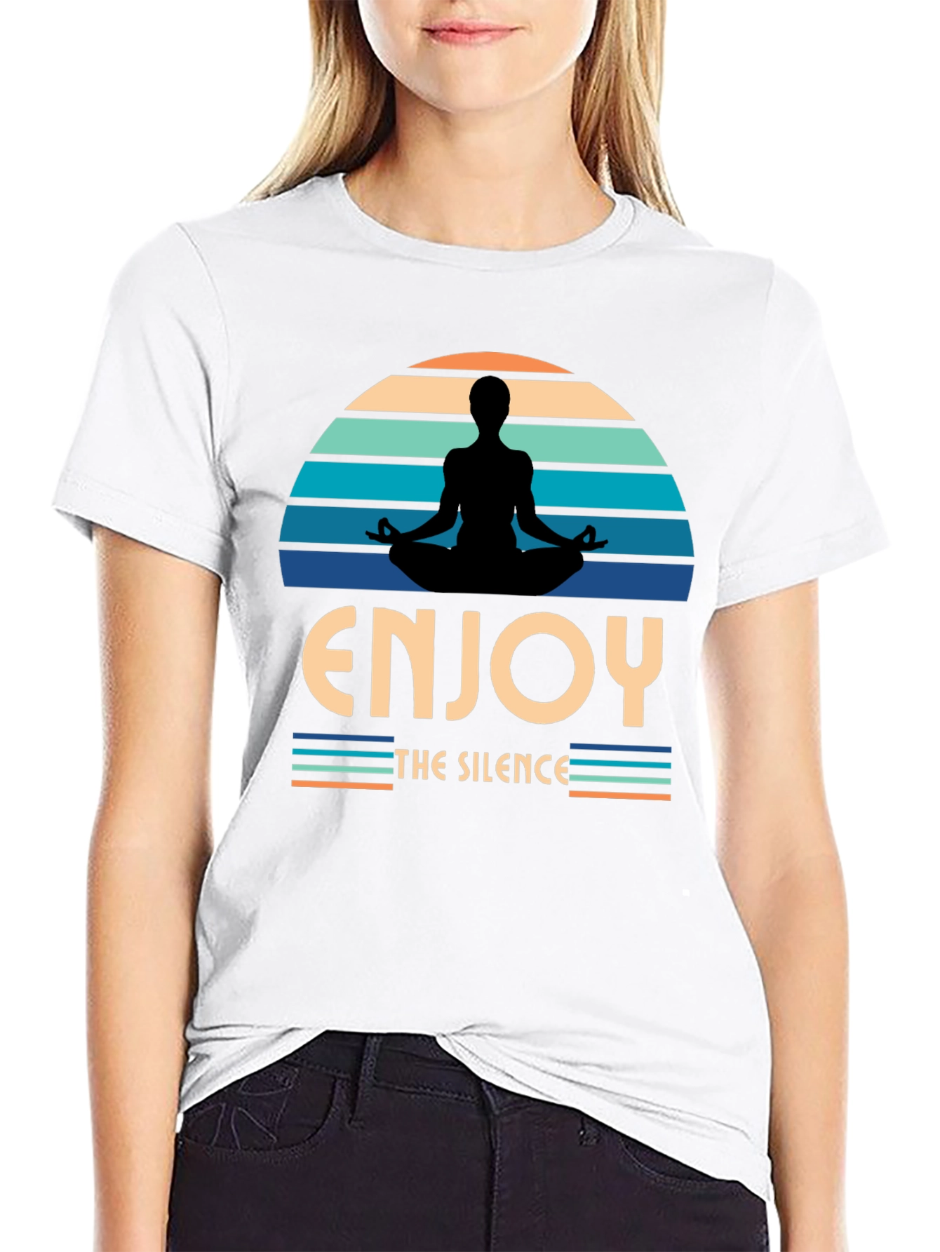 Black Enjoy The Silence Yoga T-Shirt  view 9