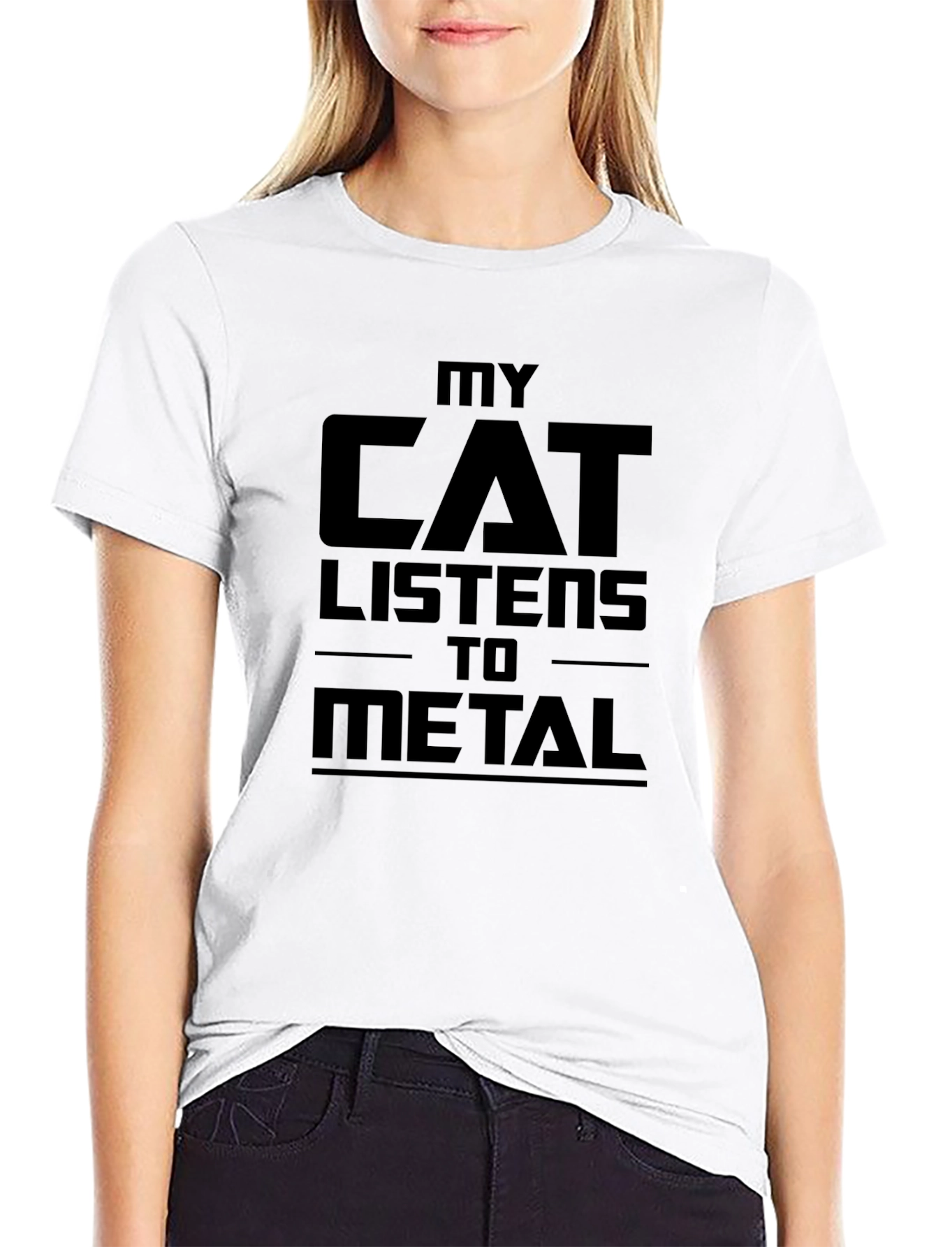 Black My Cat Listens To Metal T-Shirt view 9
