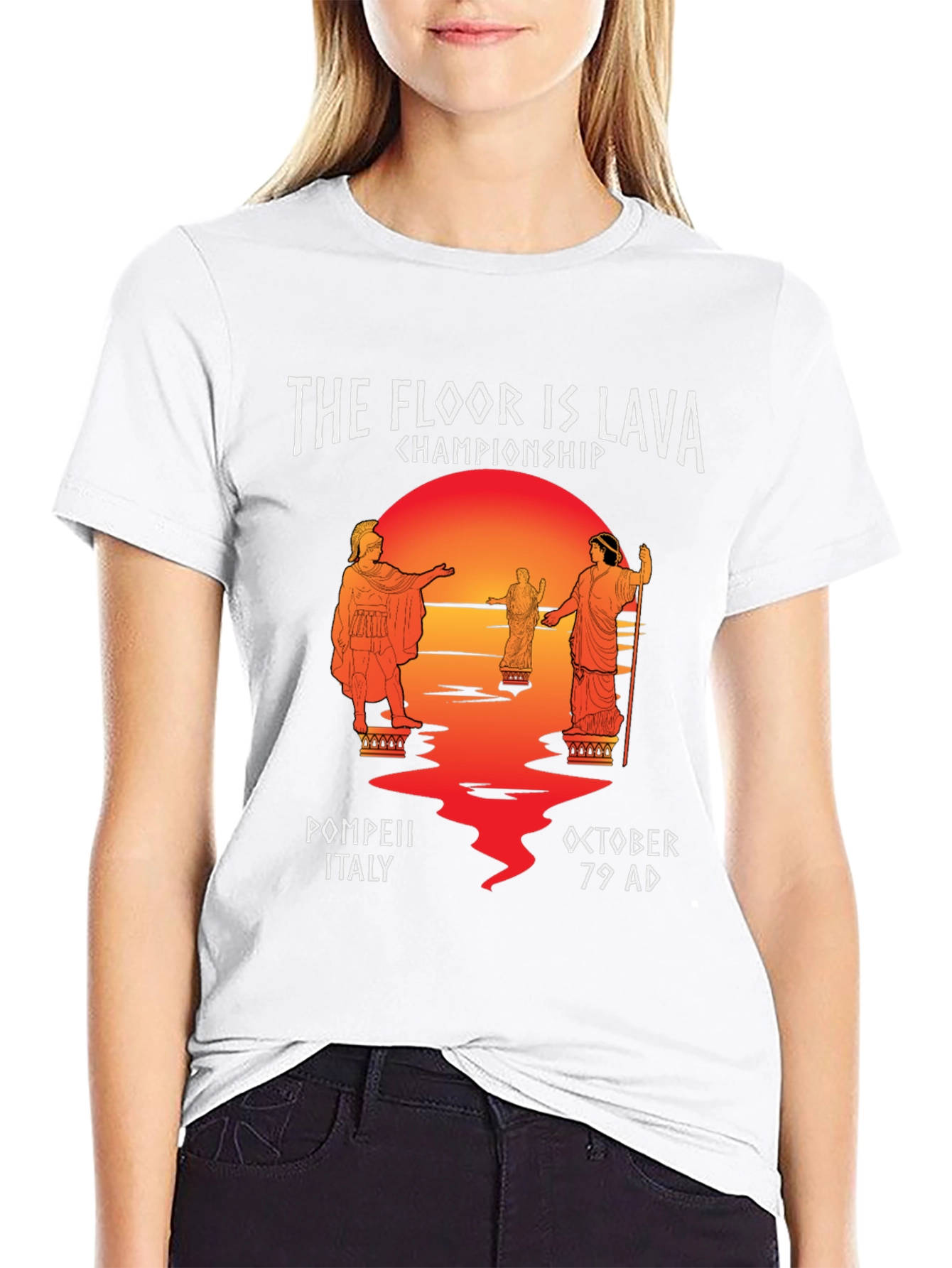 Black The Floor Is Lava Championship Pompeii T-Shirt view 9