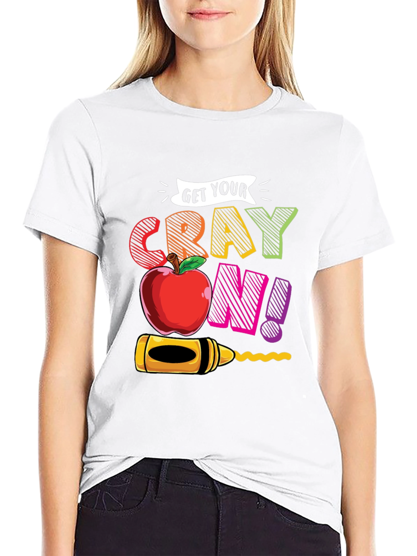 Black Get Your Crayon On! Graphic T-Shirt view 9