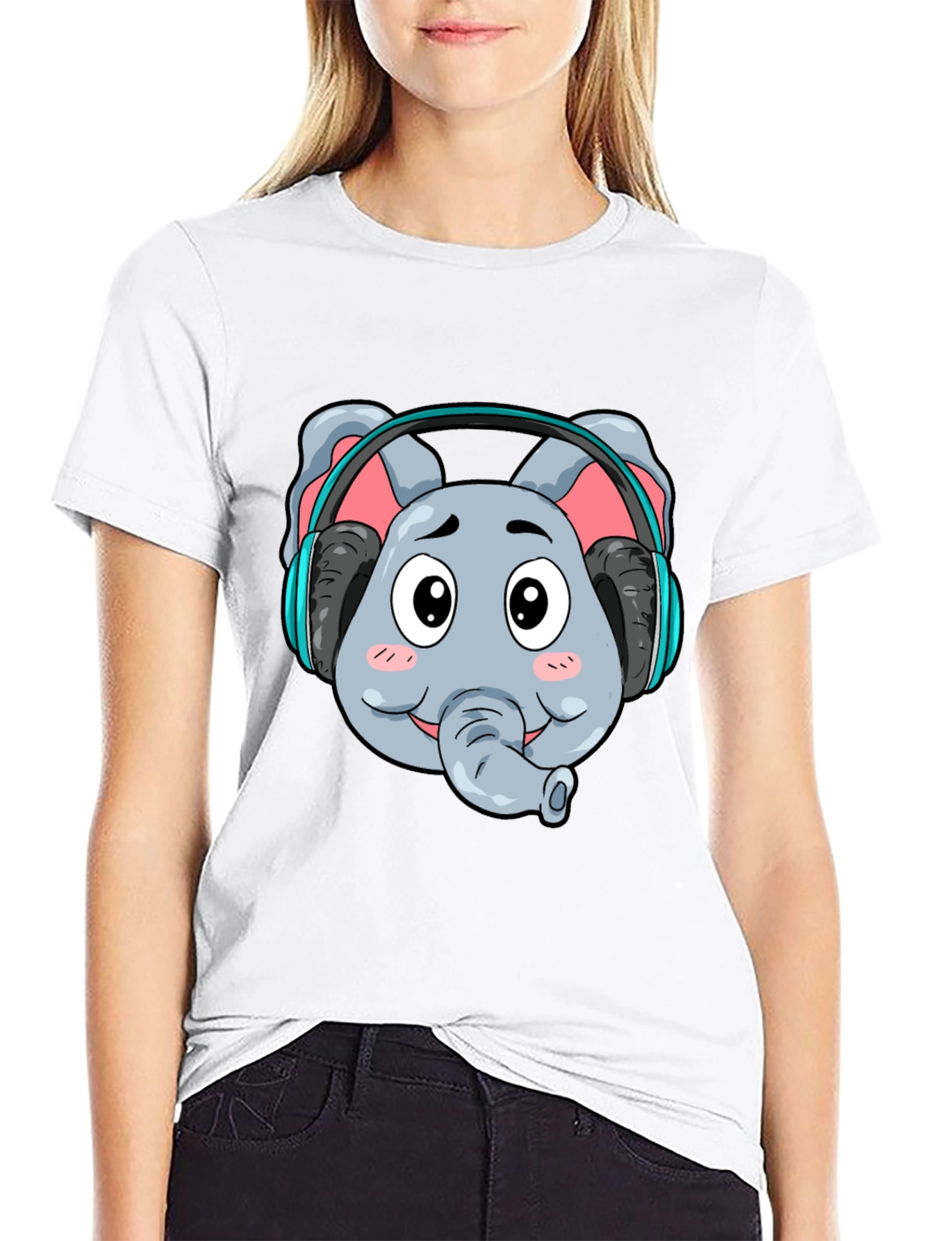 Black Elephant DJ Graphic Tee - Cool Cartoon T-Shirt view 9