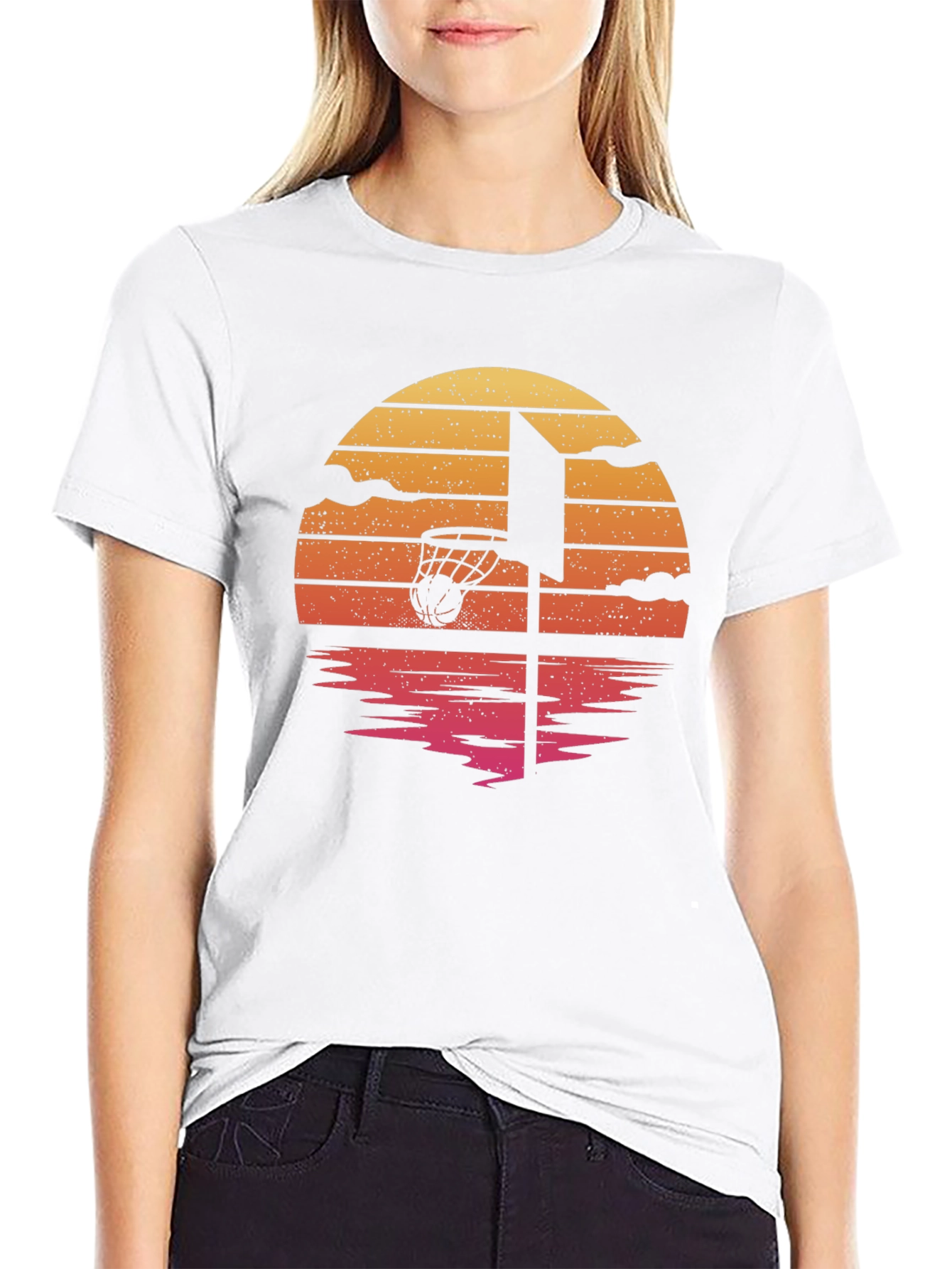 Black Sunset Basketball Graphic Tee view 9