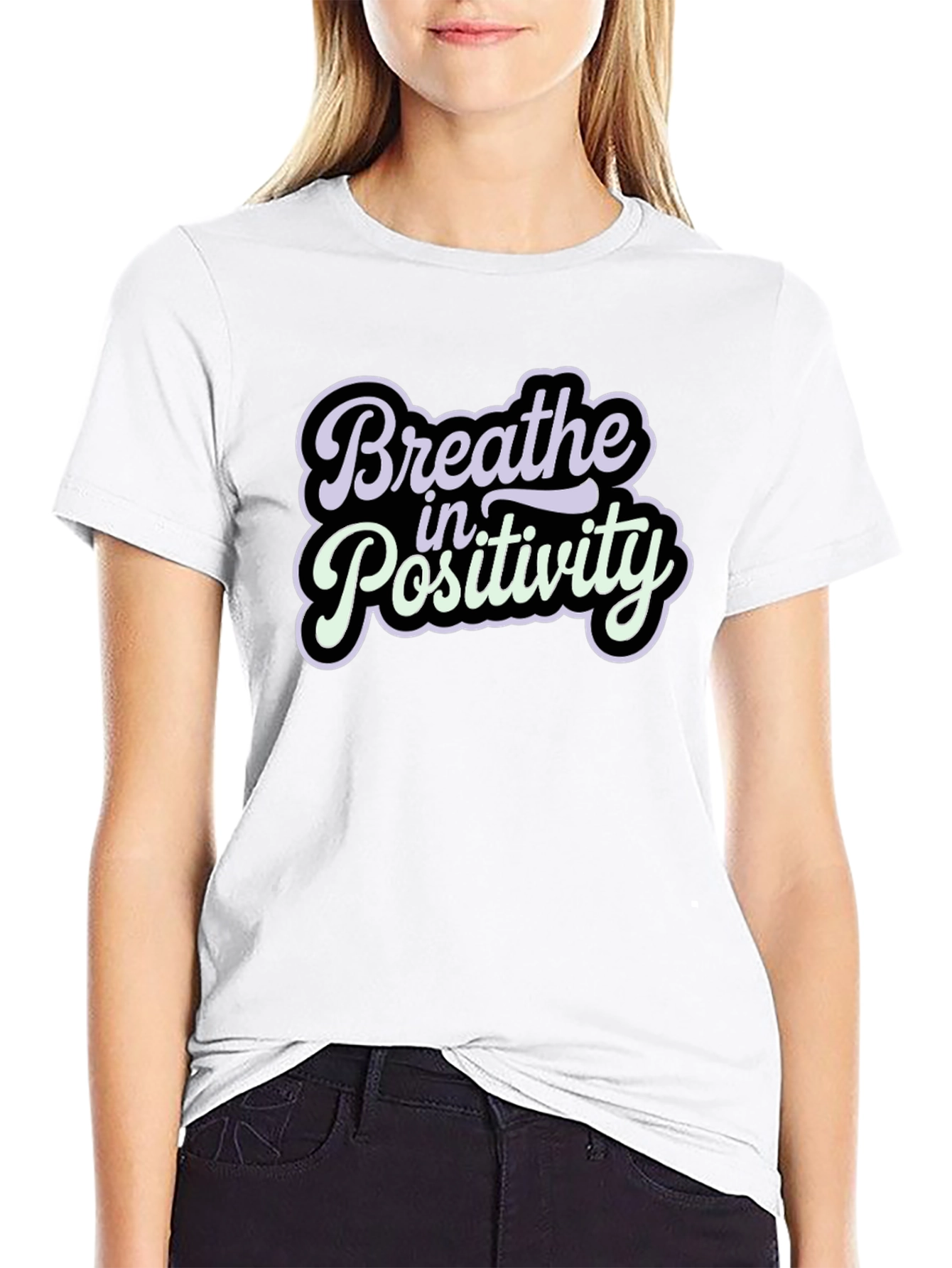 Black Breathe in Positivity Graphic T-Shirt view 9