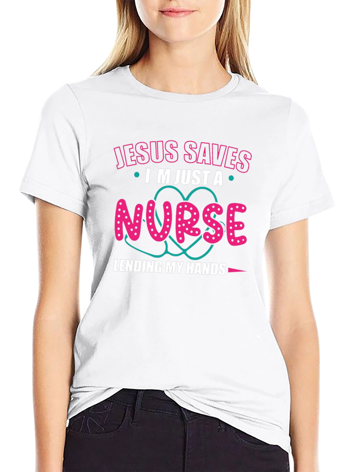 Black Jesus Saves I'm Just a Nurse T-Shirt view 9