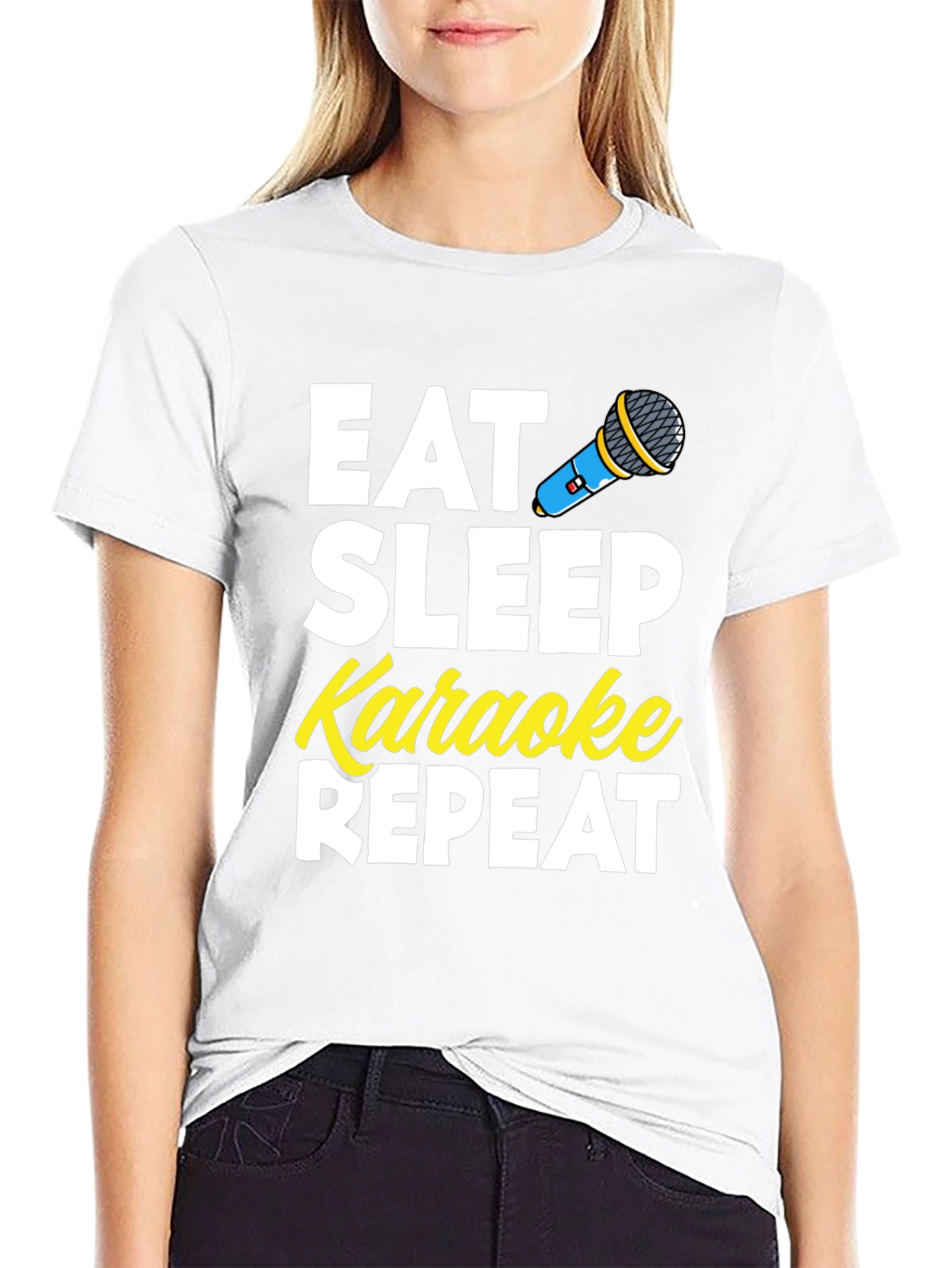 Black Eat Sleep Karaoke Repeat T-Shirt view 9