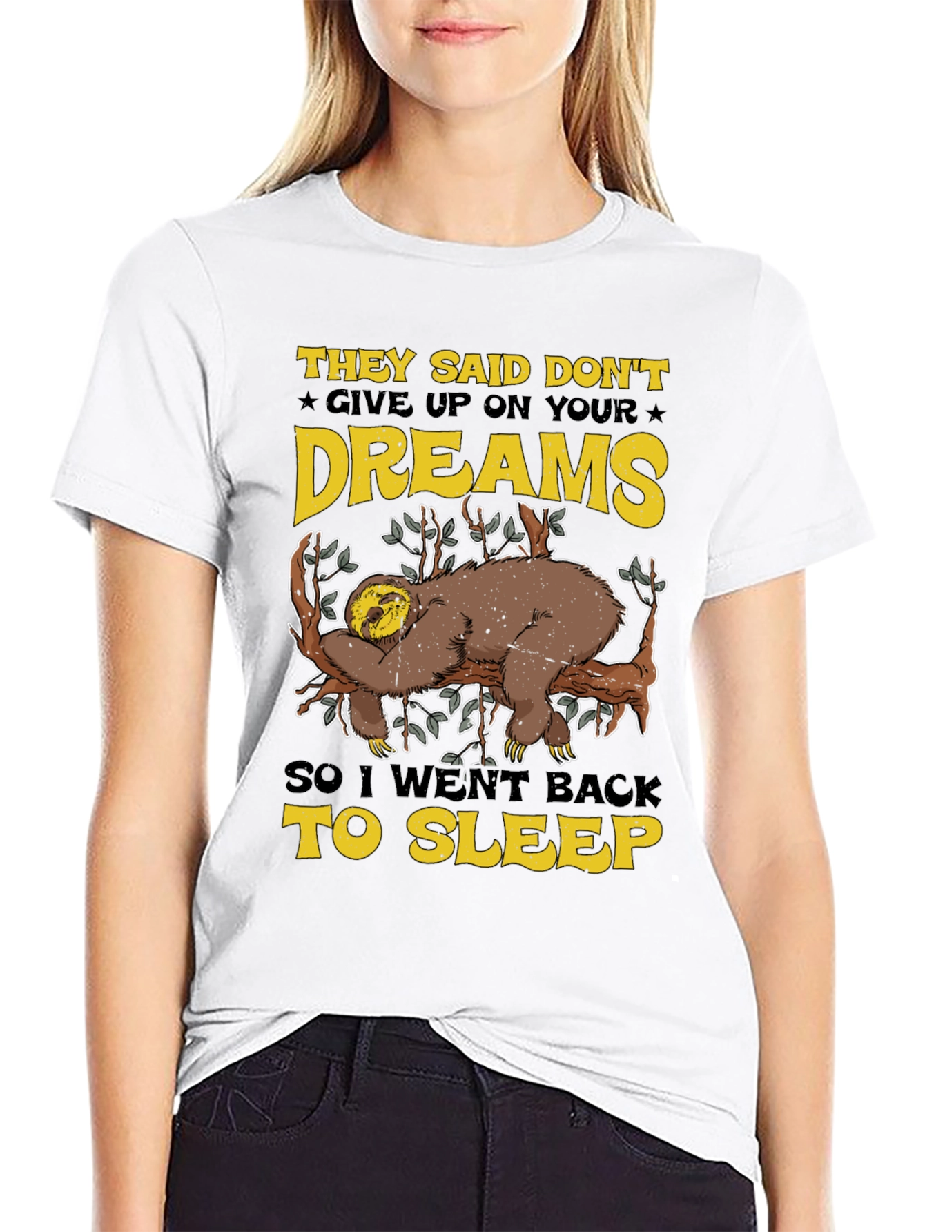 Black Don't Give Up Dreams Sloth Graphic T-Shirt view 9
