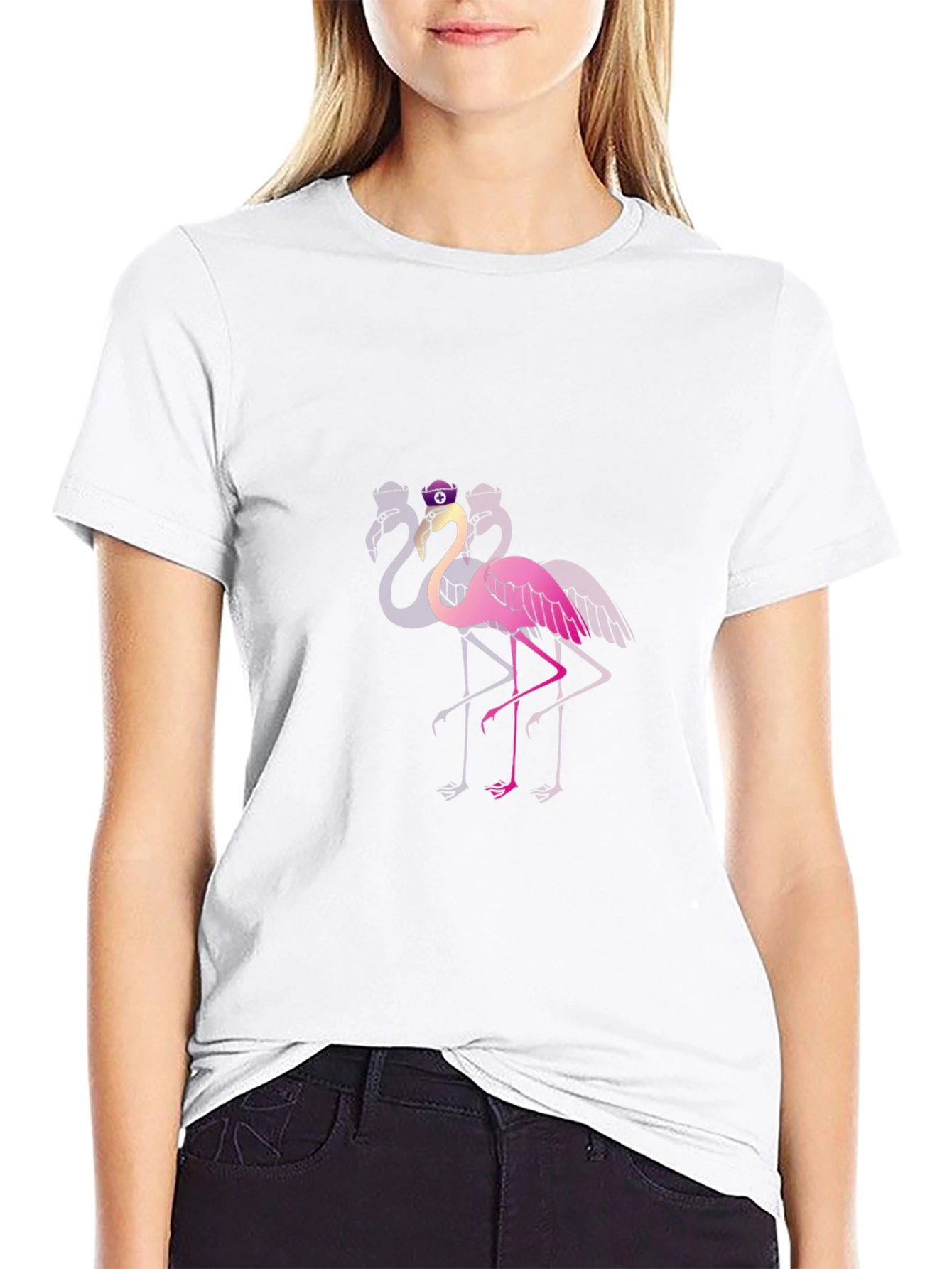 Black Funky Flamingo T-Shirt - Black Cotton Blend view 9