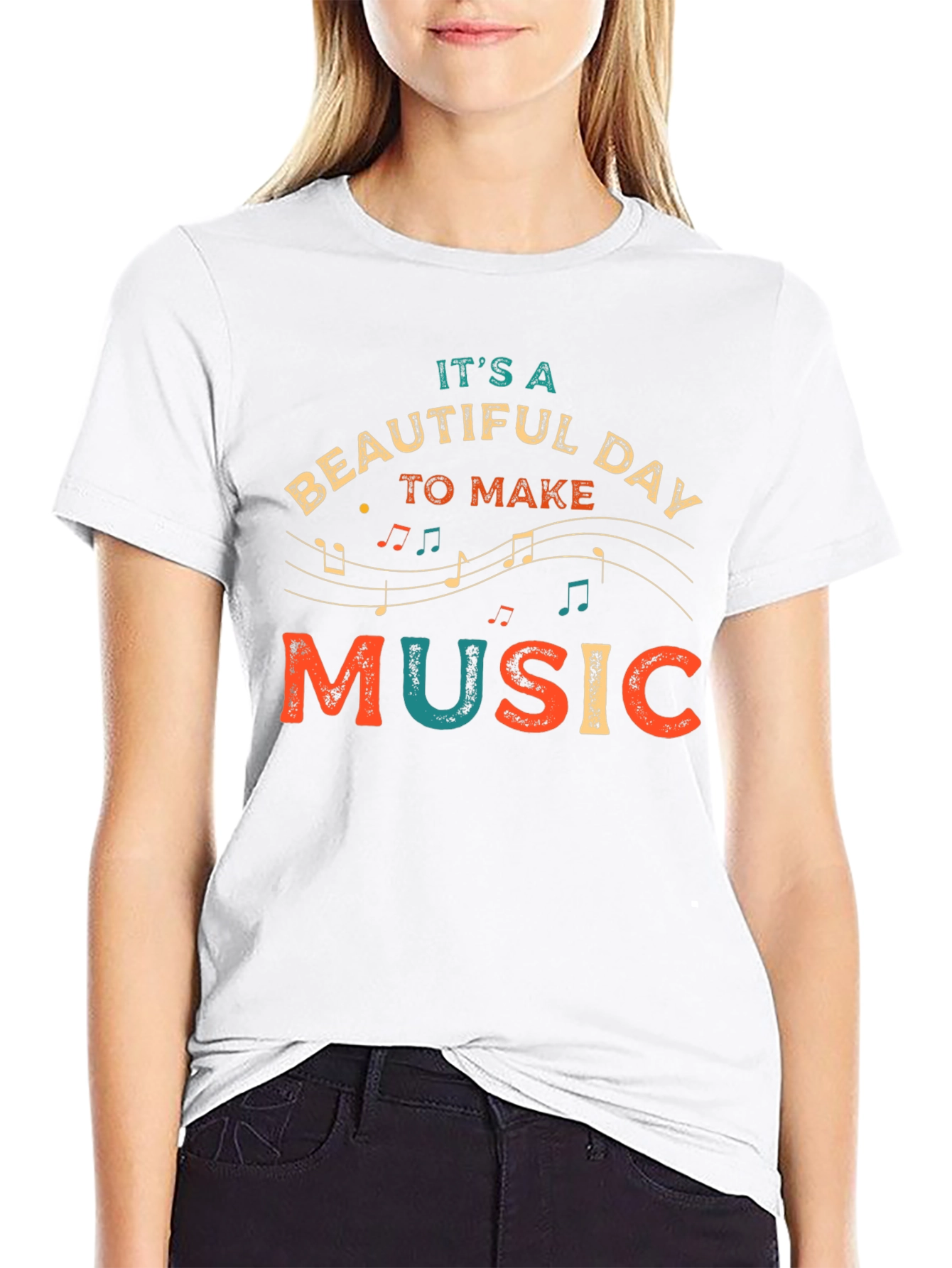 Black It's a Beautiful Day to Make Music Graphic T-Shirt view 9